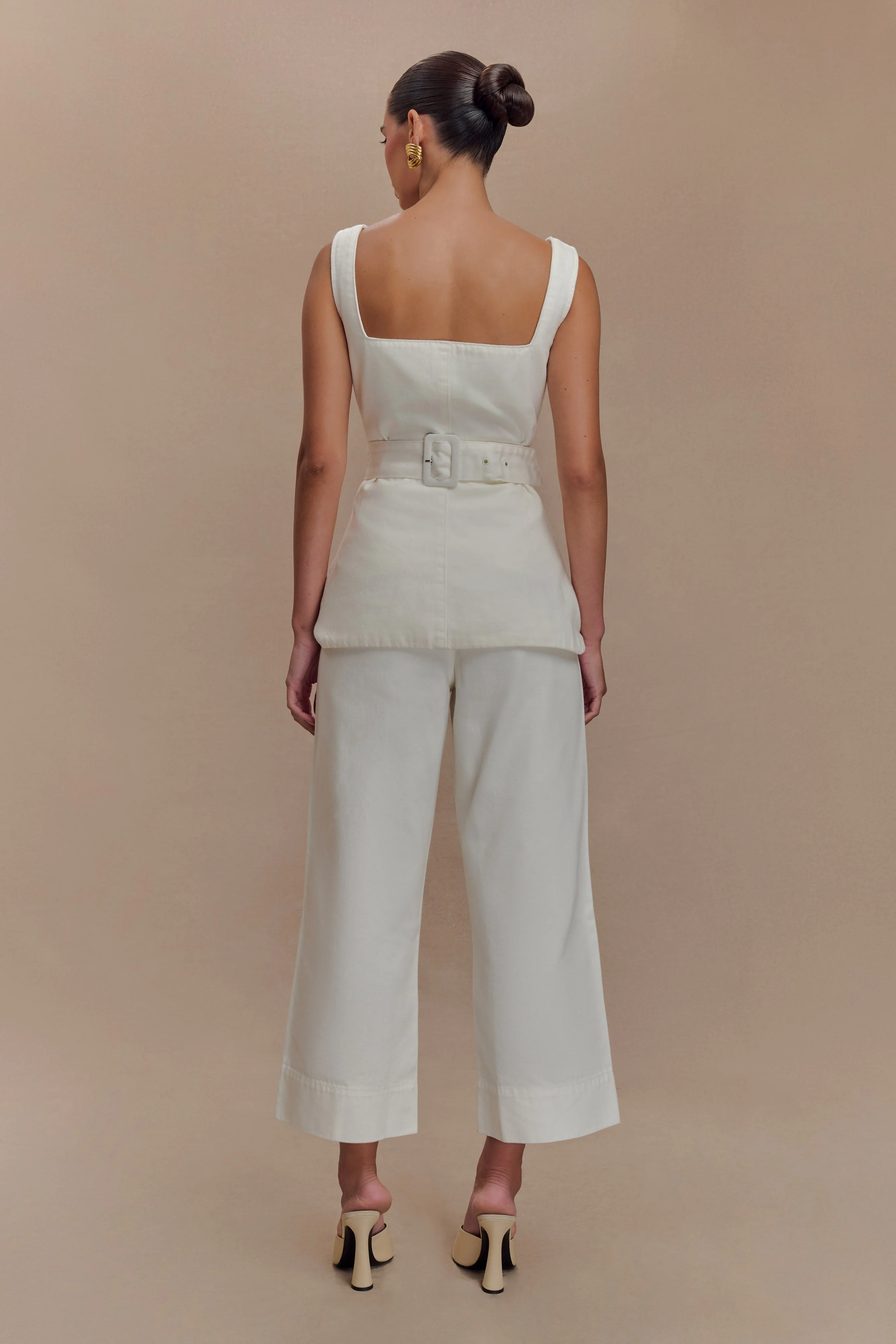 Kaitlyn Cropped Wide Leg Jeans - White - Image 4