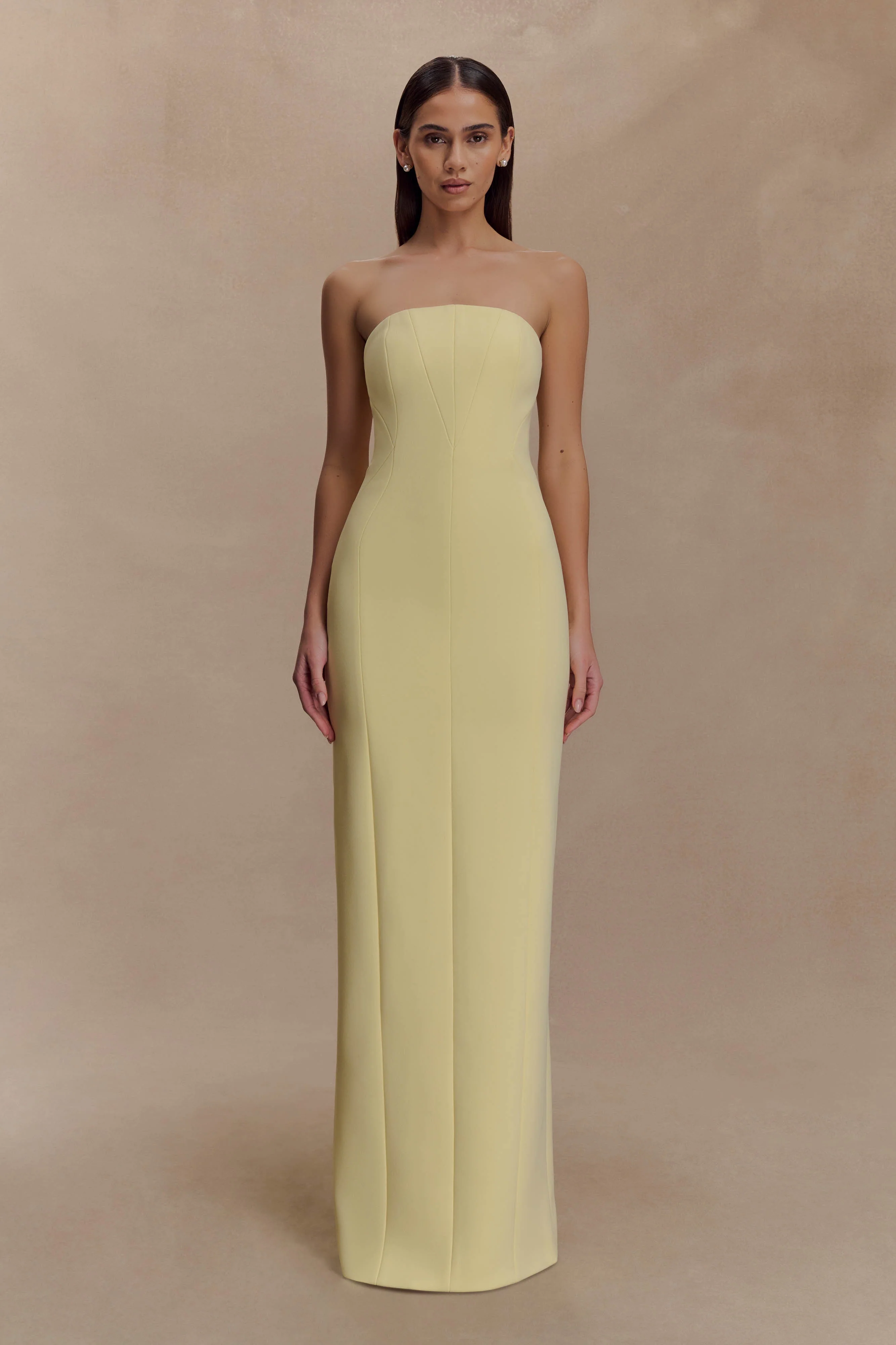 Kalila Strapless Crepe Maxi Dress - Lemon - Image 2