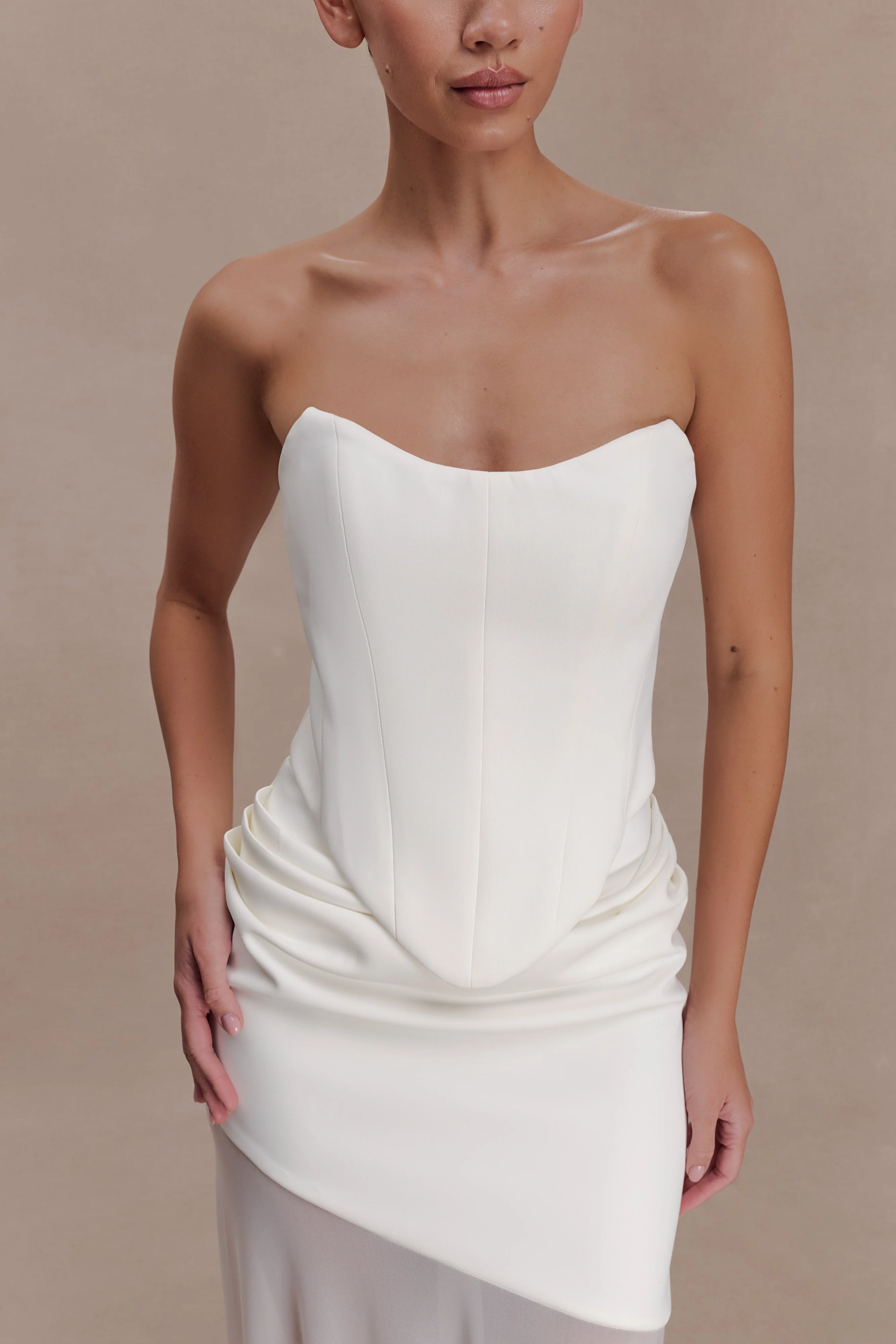 Karina Strapless Scuba Corset  - White - Image 3