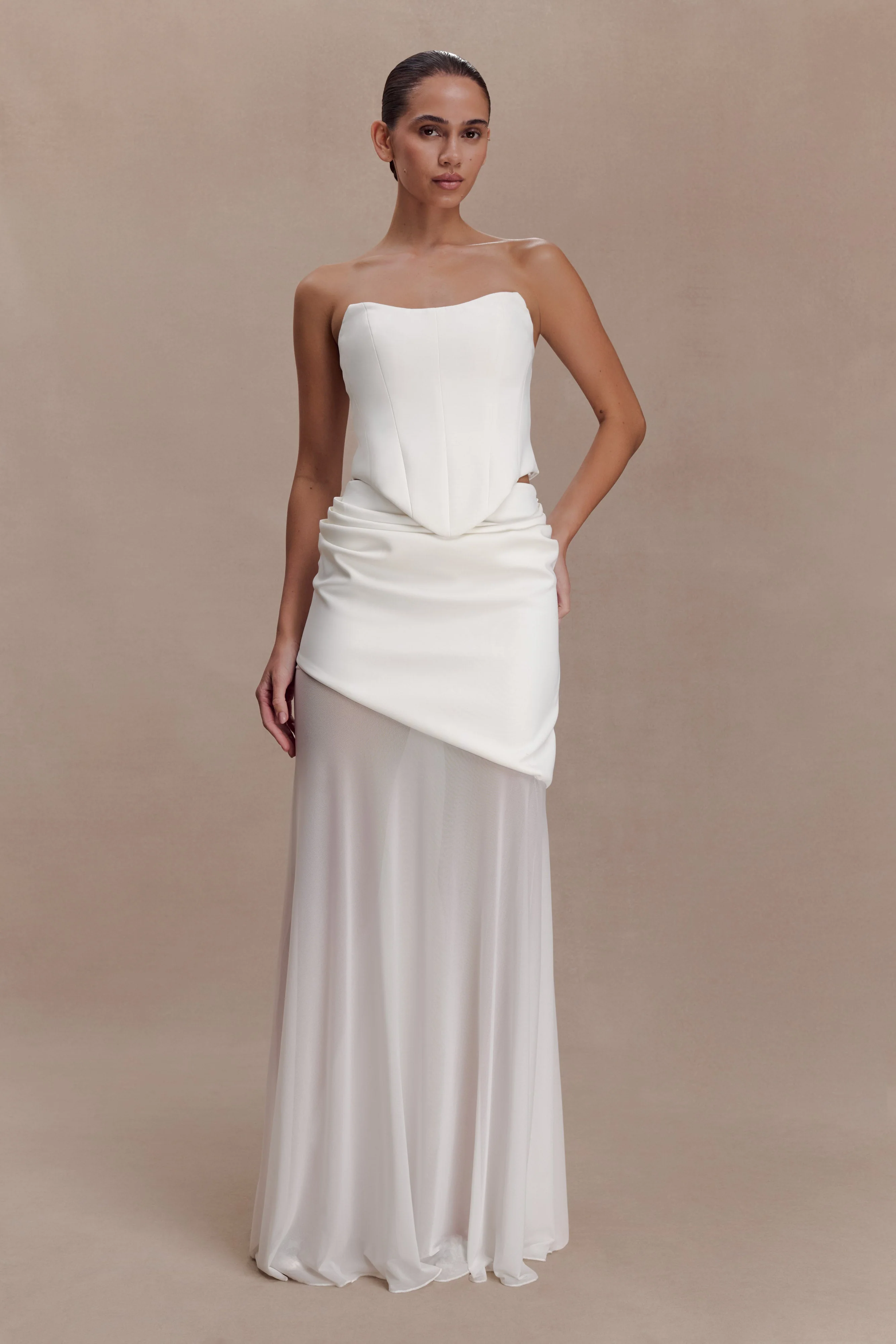 Karina Strapless Scuba Corset  - White - Image 6