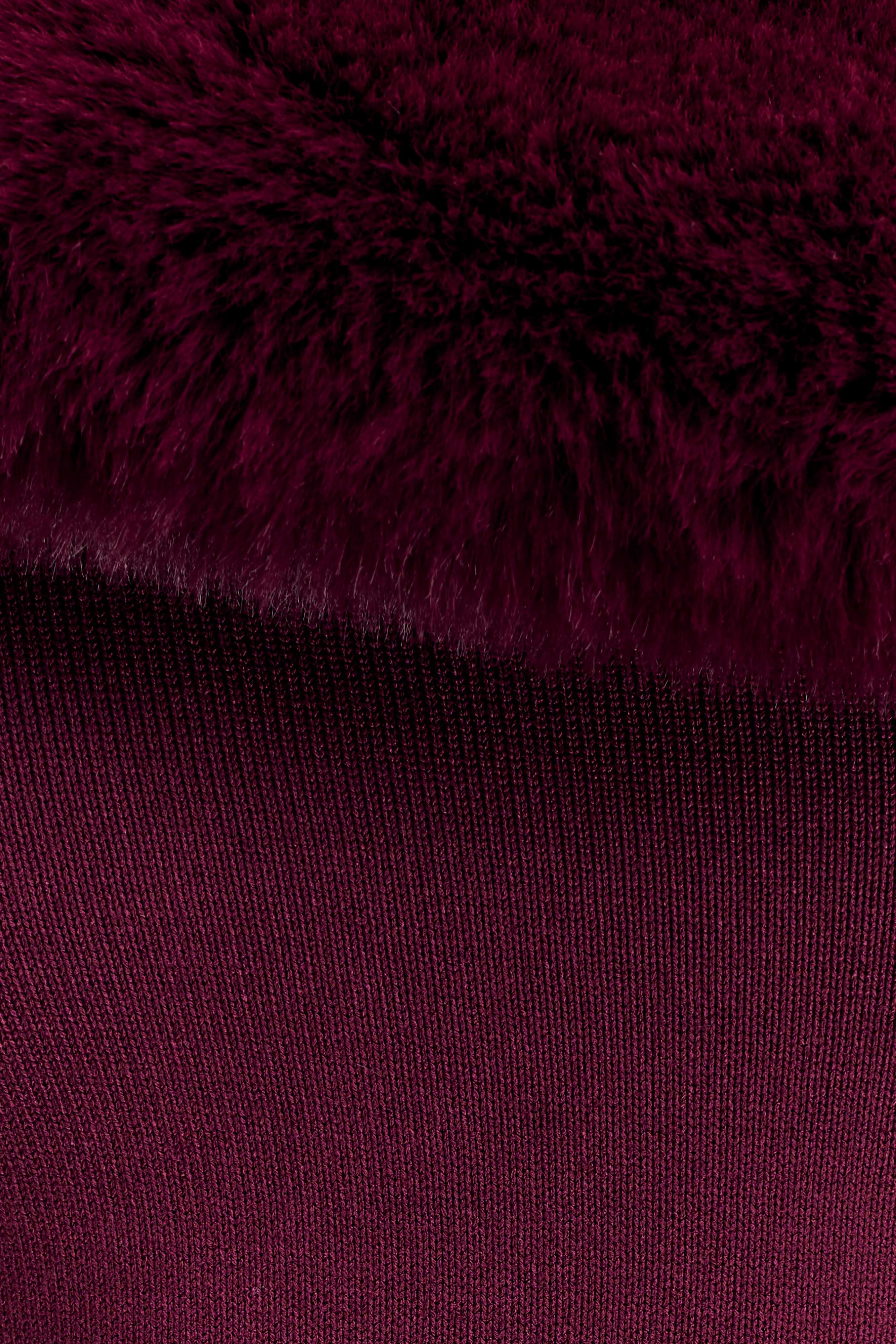 Karleigh Faux Fur Knit Maxi Dress - Plum - Image 7