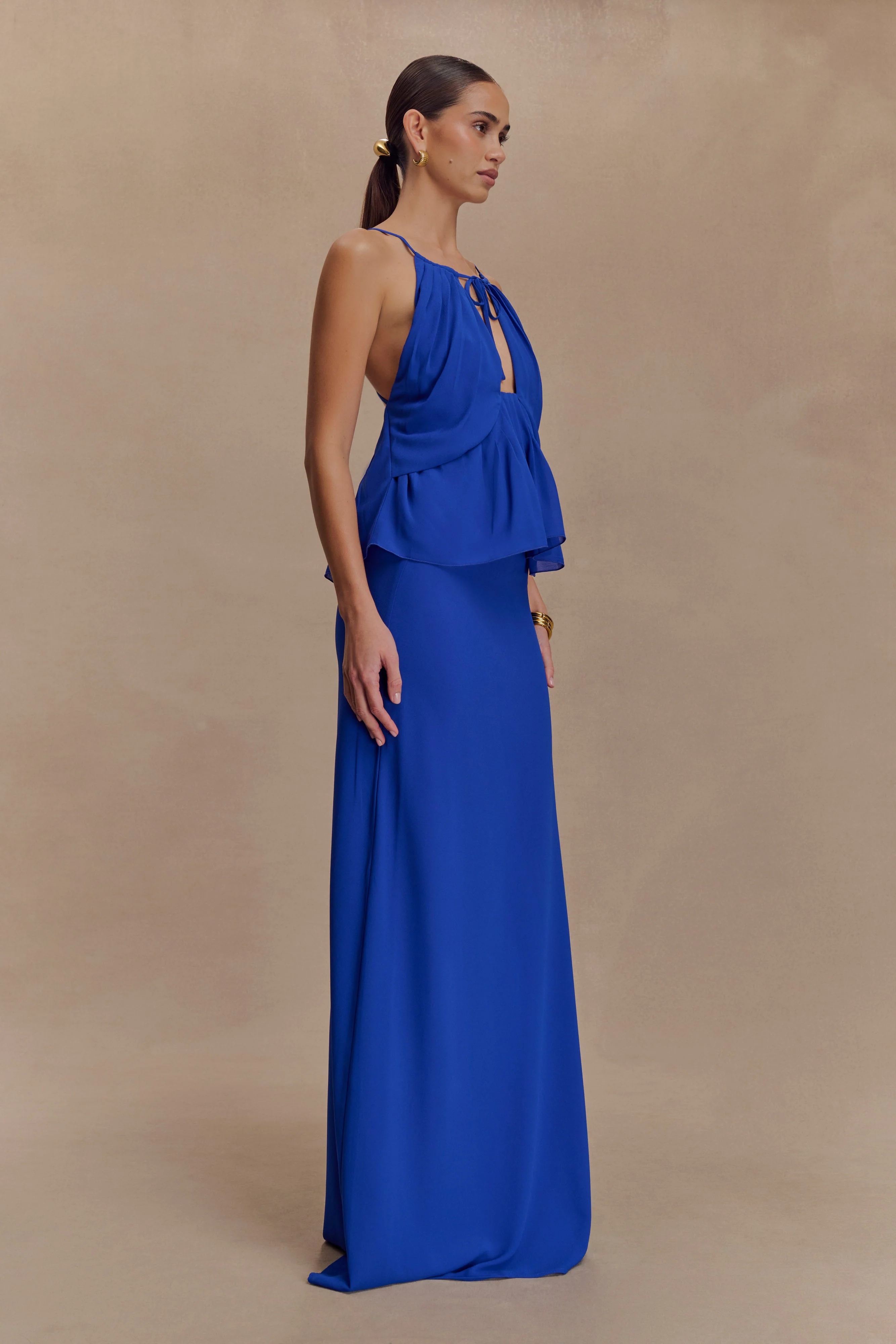 Katalina Chiffon Maxi Skirt - Cobalt Blue - Image 4