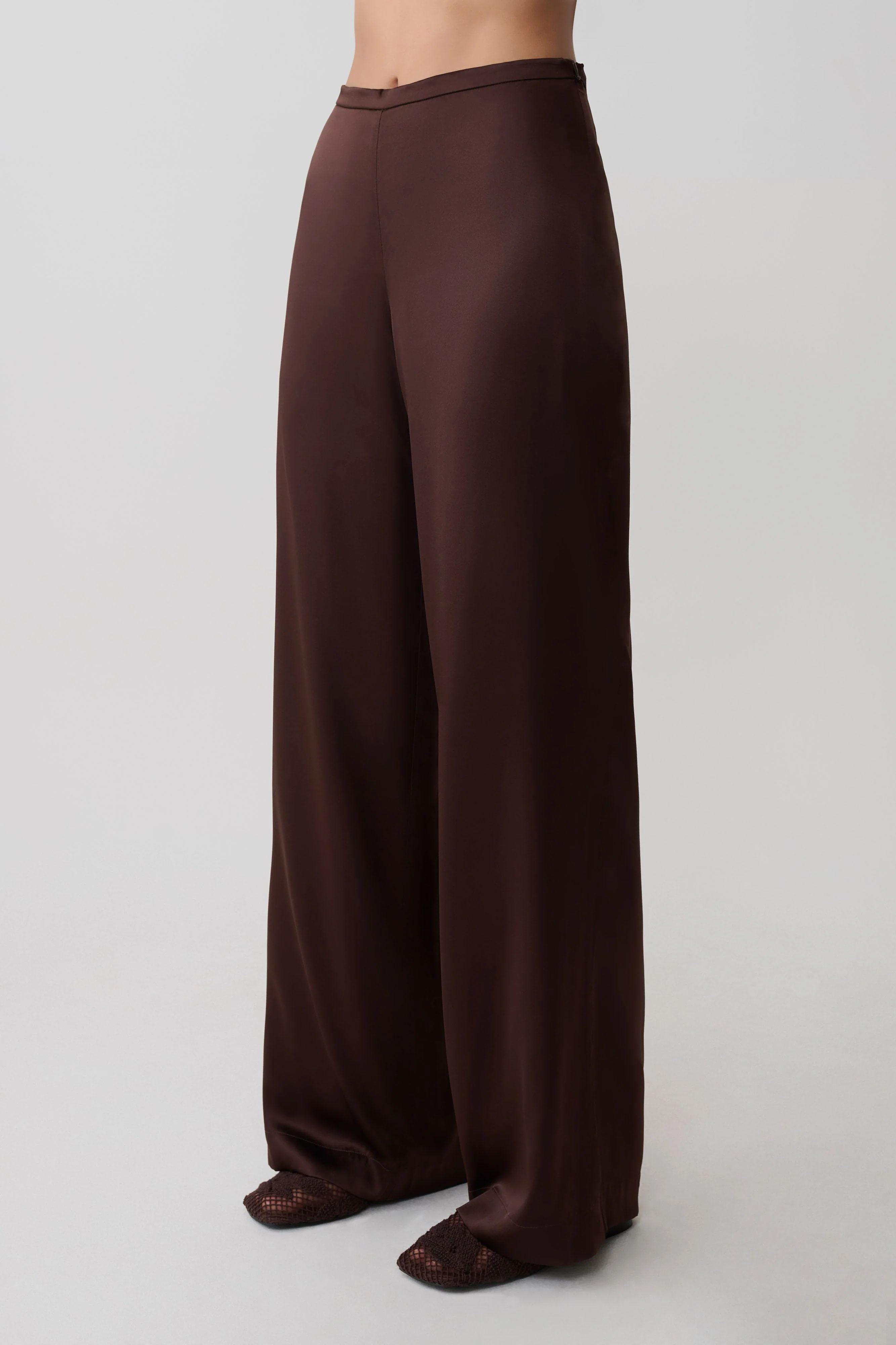 Kayla Silk Blend Straight Leg Pants - Dark Chocolate - Image 6