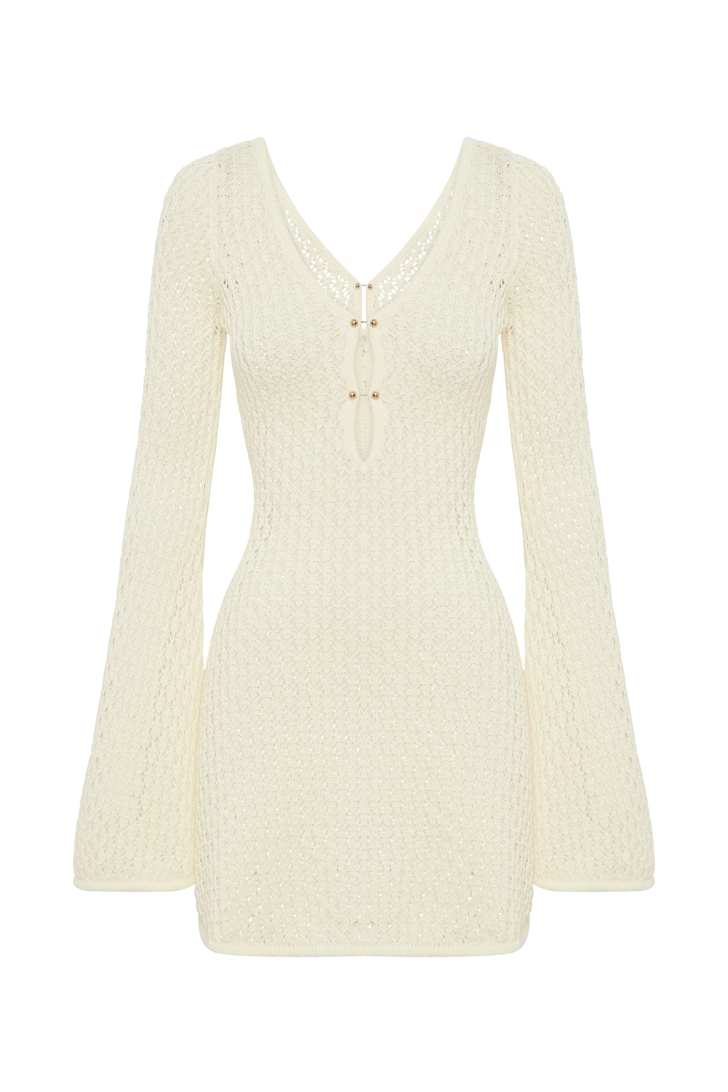 Kayleigh Crochet Knit Mini Dress - White - Image 12