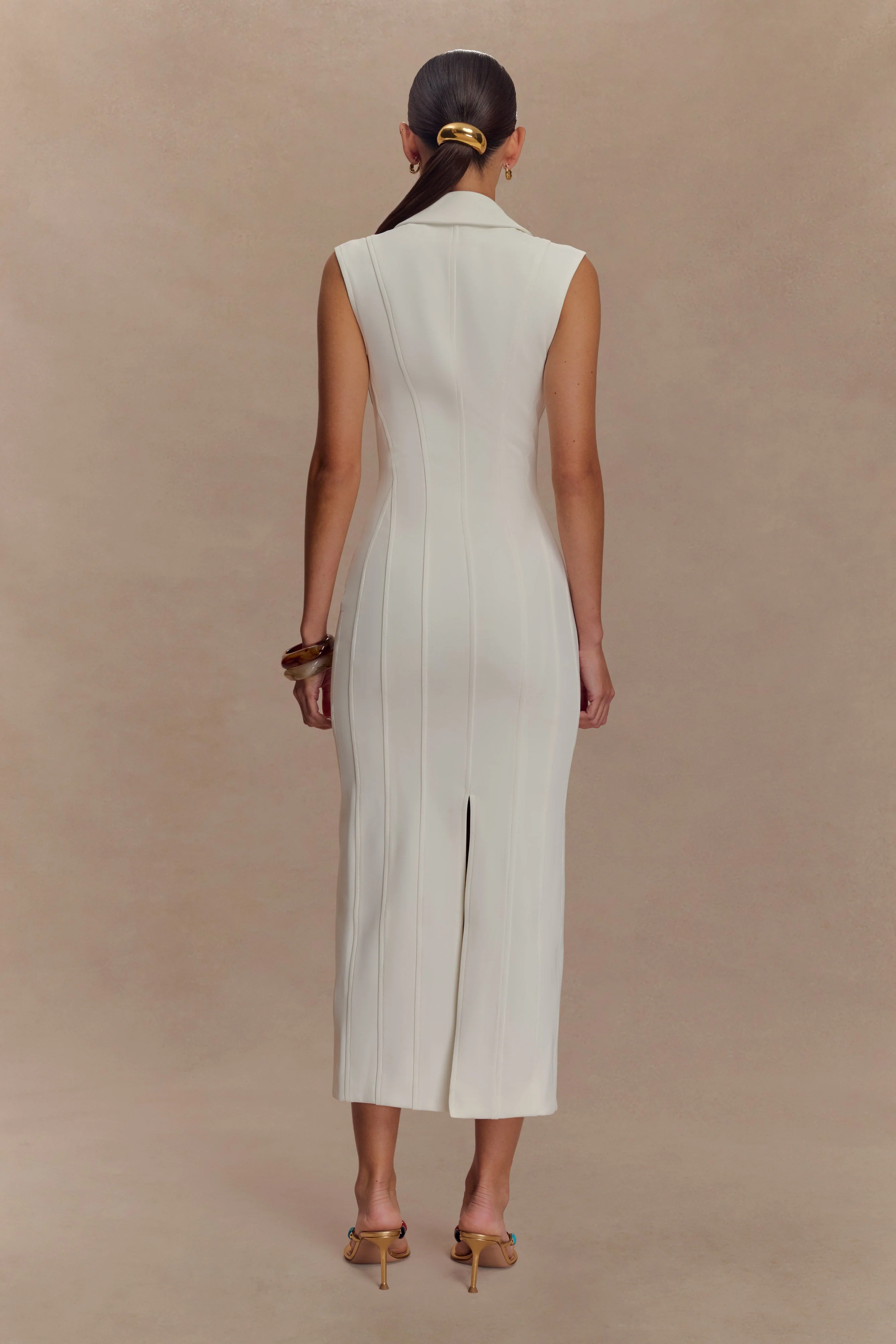 Keagan Sleeveless Midi Dress - Ivory - Image 2