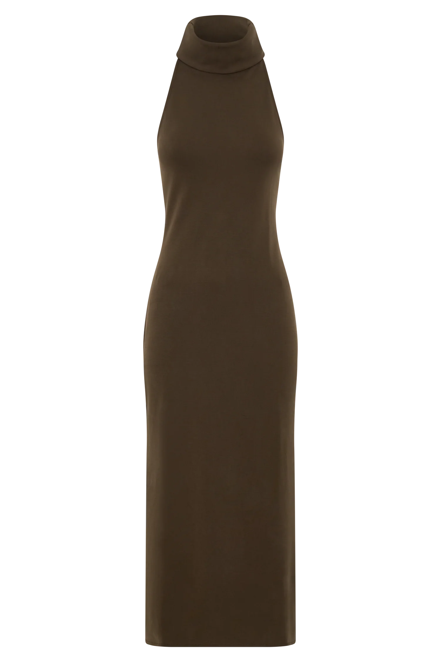 Kennedy High Neck Midi Dress - Chocolate - Image 10