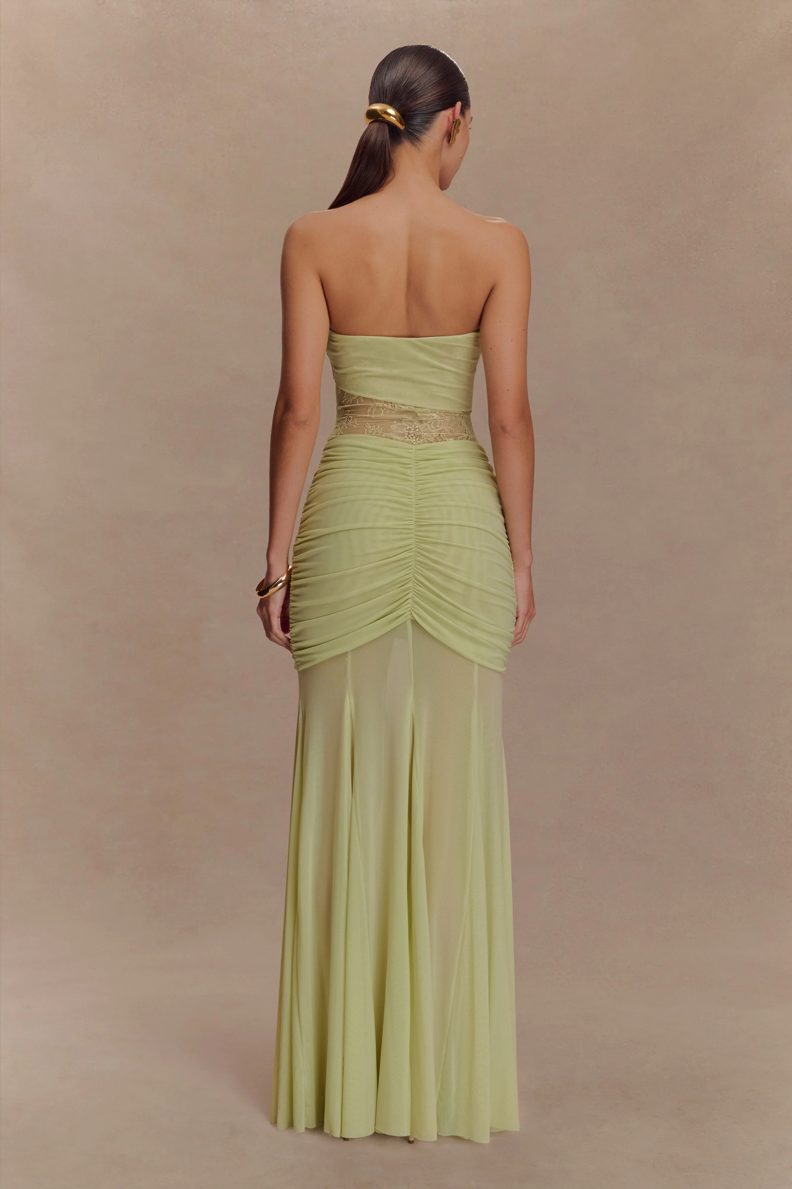 Khadijah Lace And Mesh Maxi Dress - Sage - Image 2