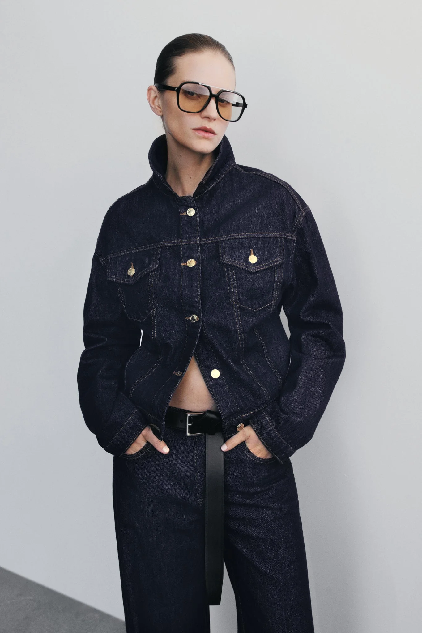 Kirra Cinched Denim Jacket - Washed Indigo Blue - Image 2