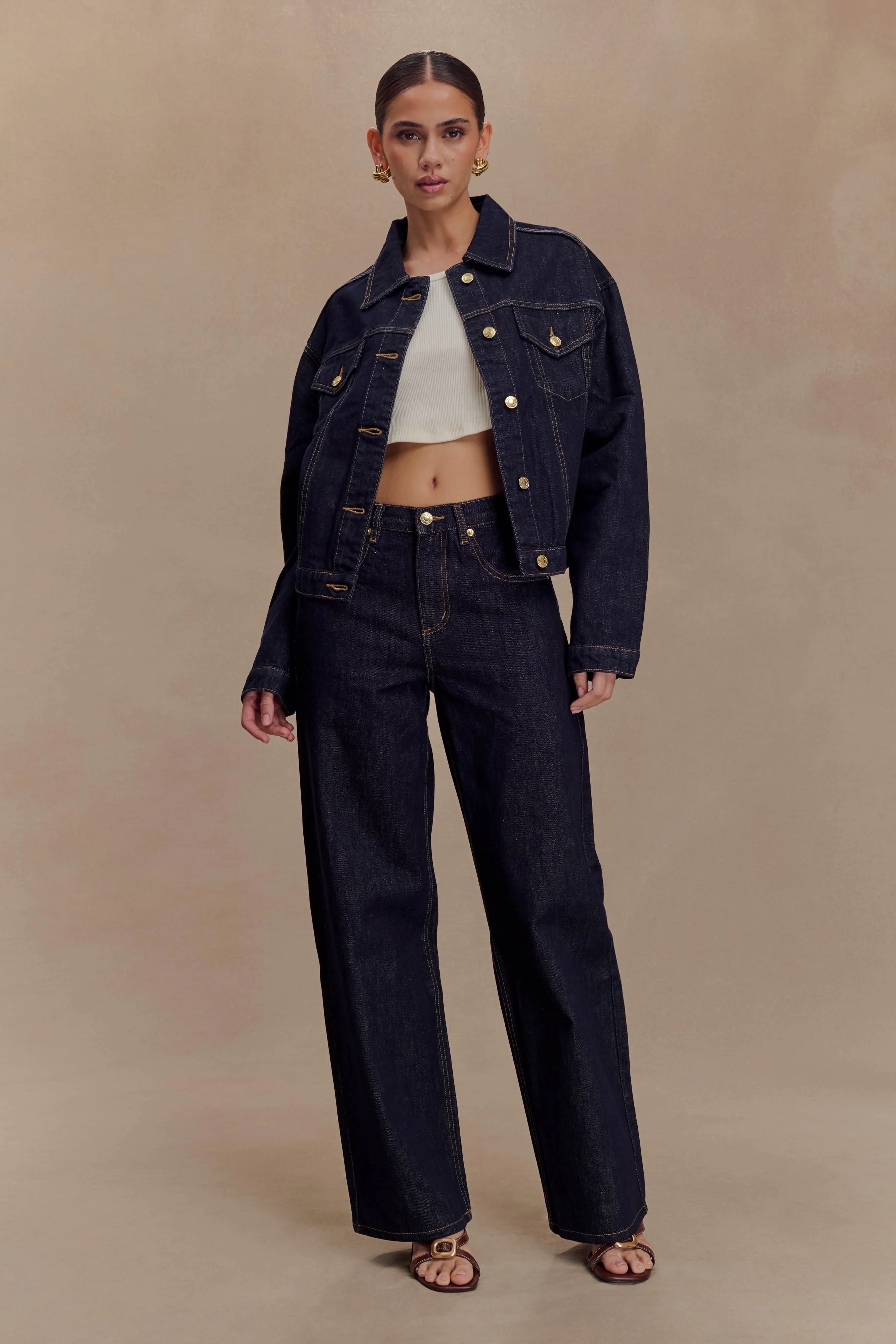 Kirra Cinched Denim Jacket - Washed Indigo Blue - Image 8