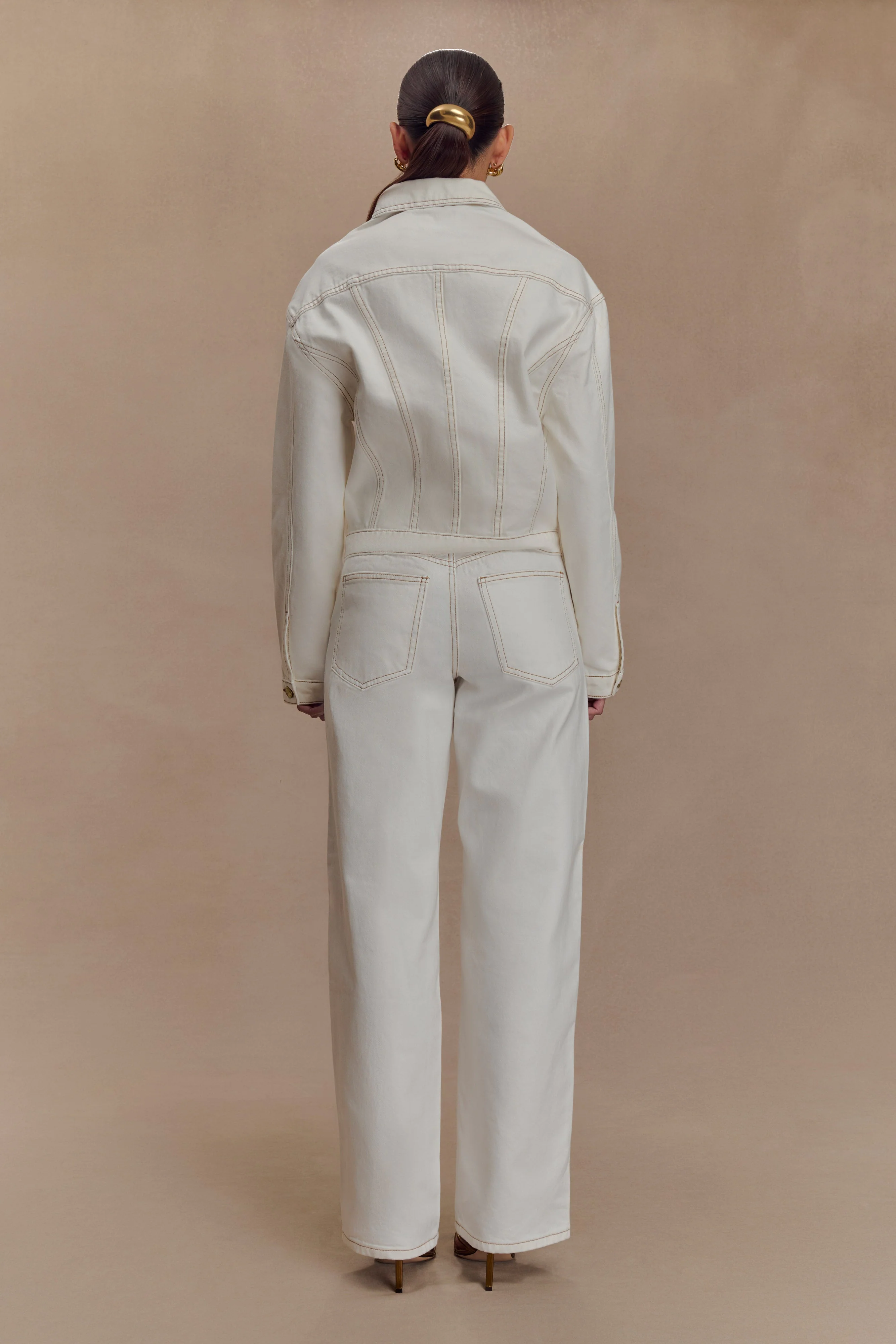 Kirra Cinched Denim Jacket - White - Image 4