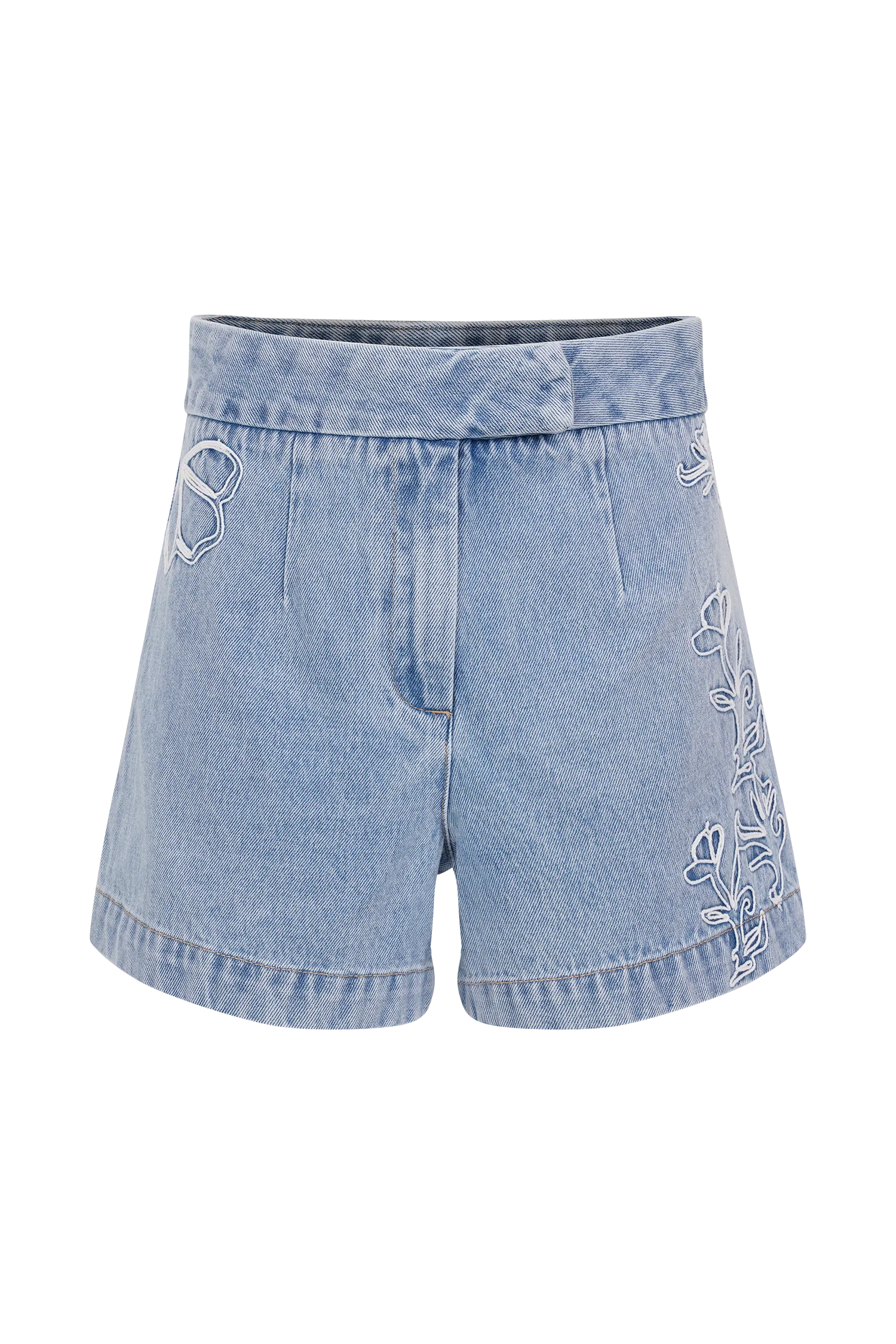 Kylee Embroidered Shorts - Mid Blue - Image 8