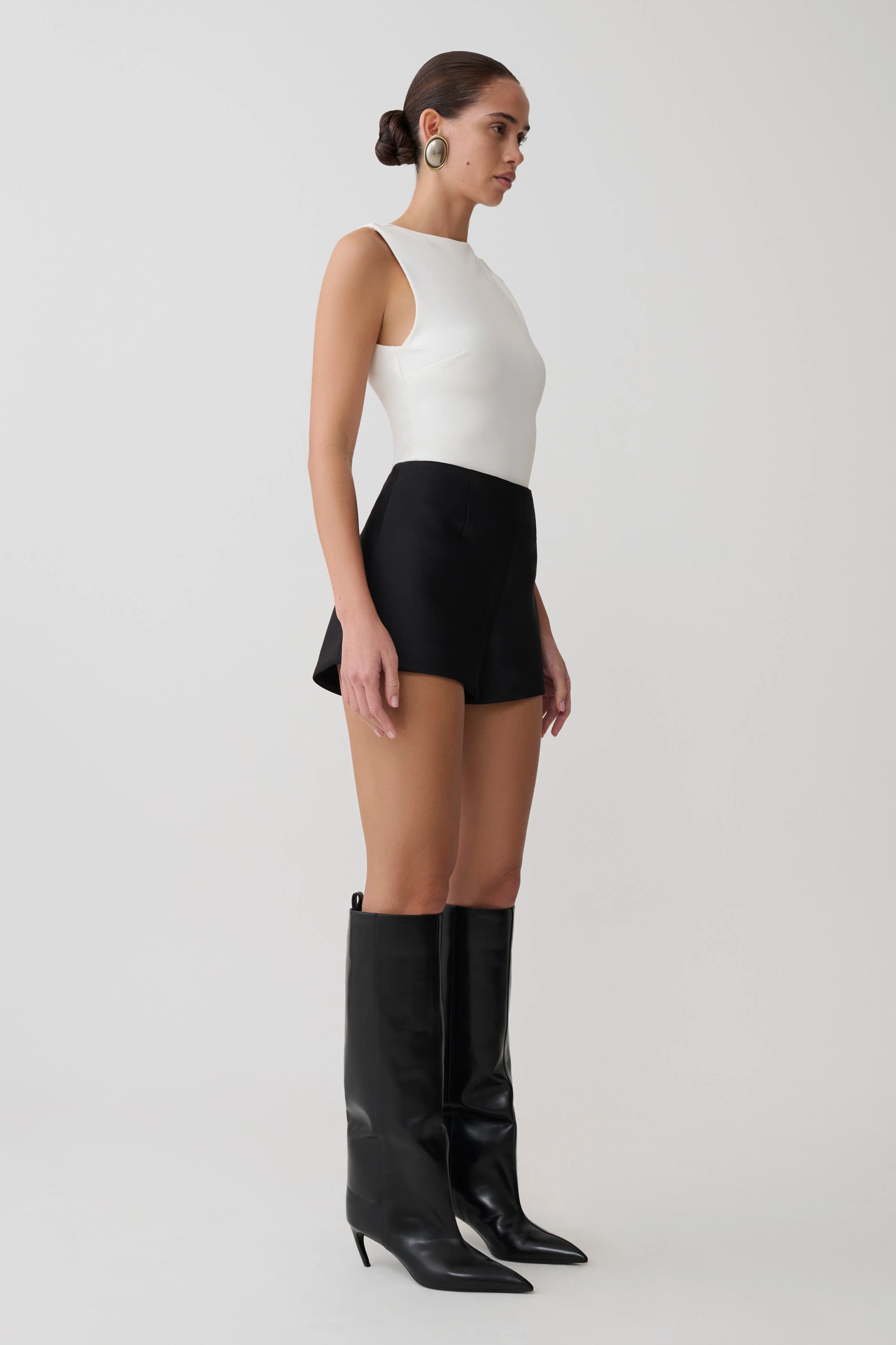 Kyra Open Back Scuba Crepe Top - White - Image 6