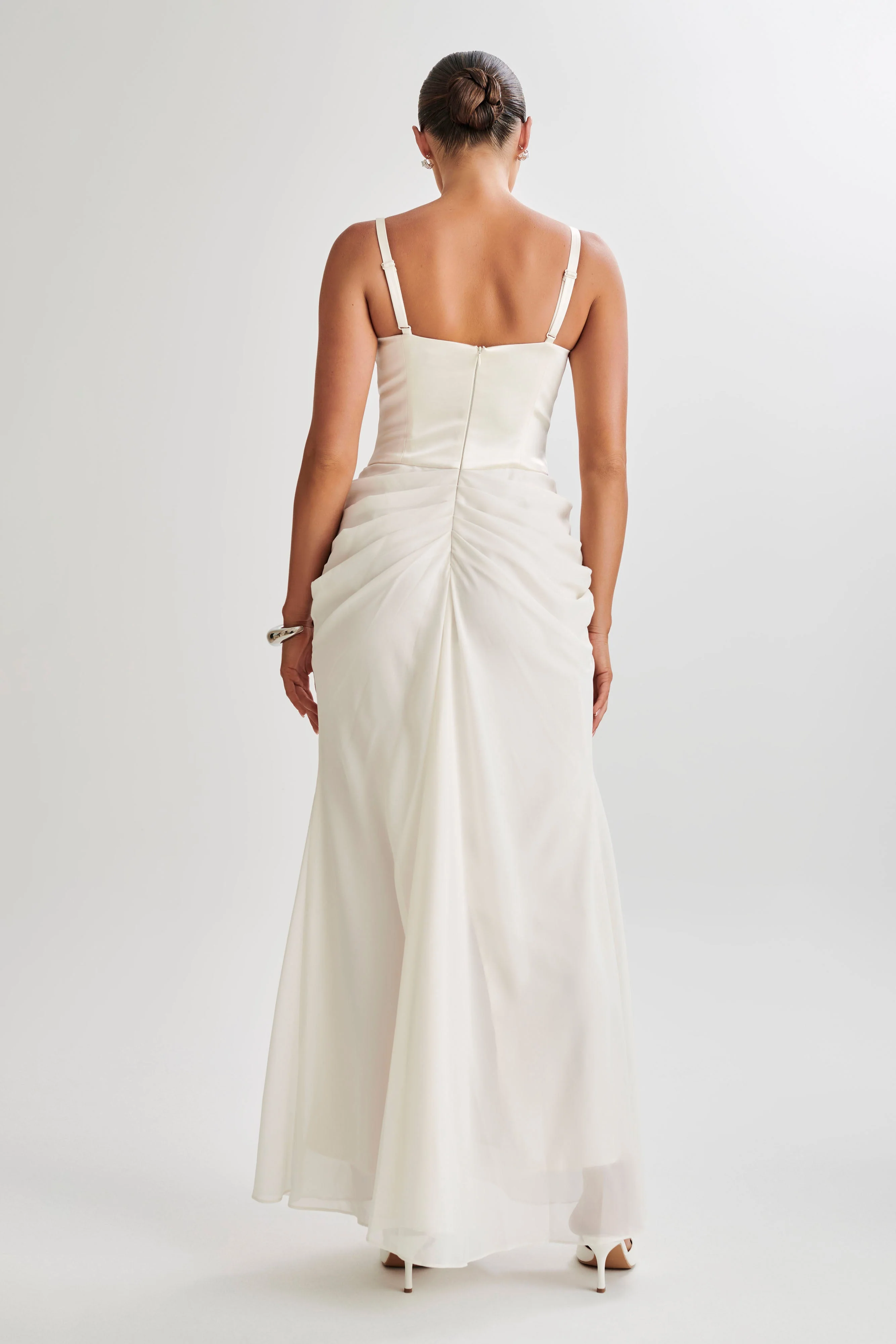 Leila Satin Corset Maxi Dress - Ivory - Image 3
