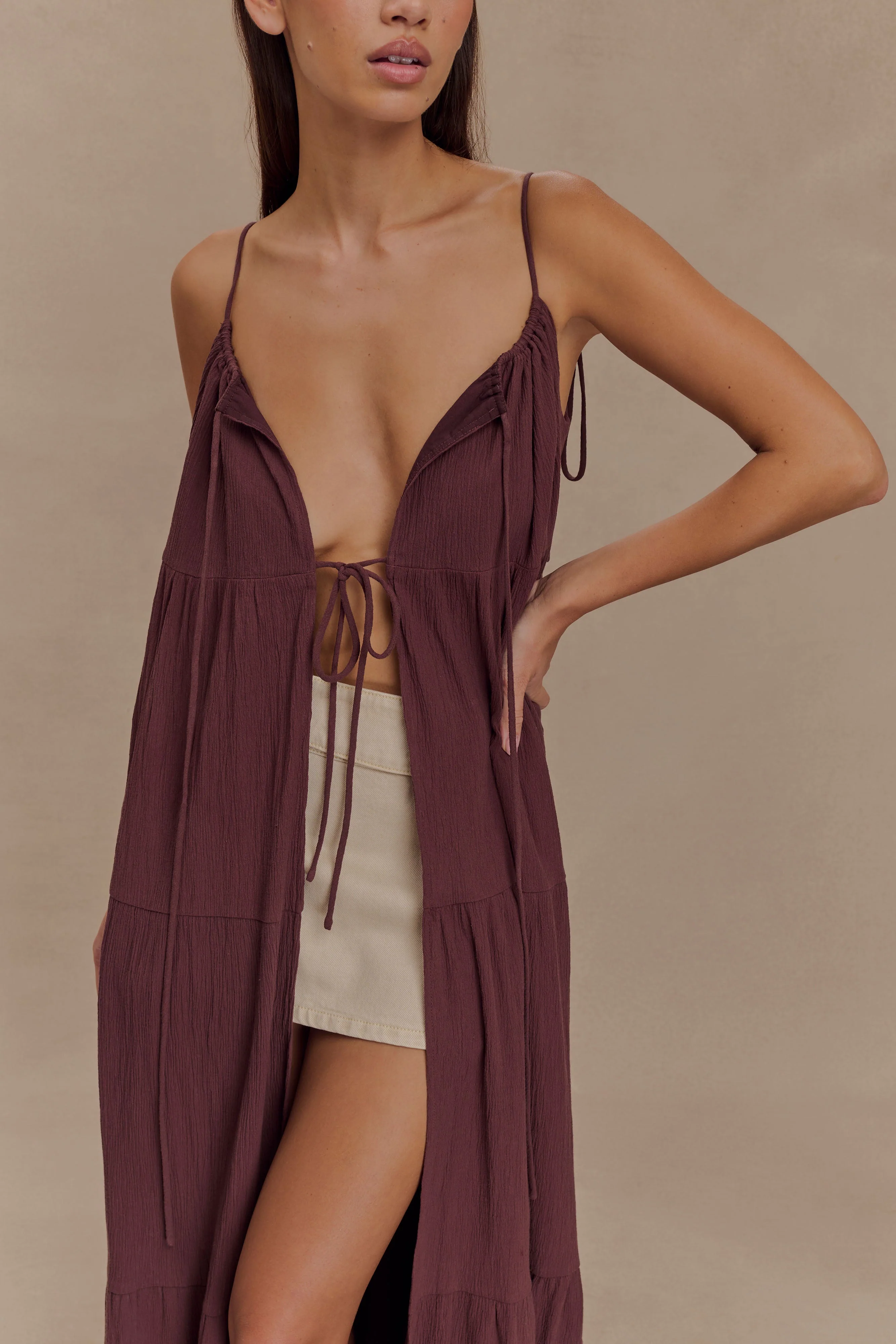Lenny Front Tie Top - Chocolate - Image 4