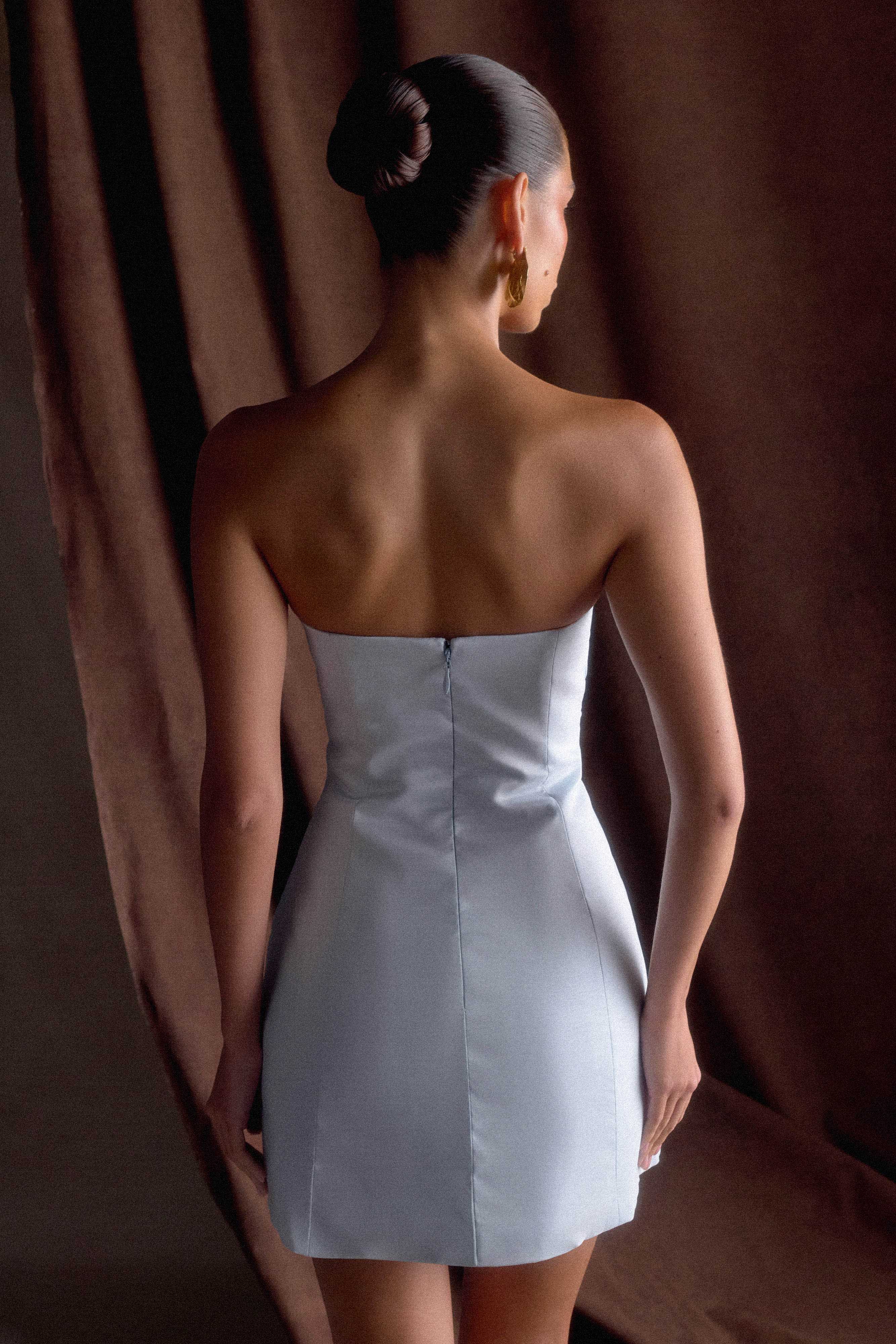 Leslie Gathered Taffeta Mini Dress - Frosted Blue - Image 2