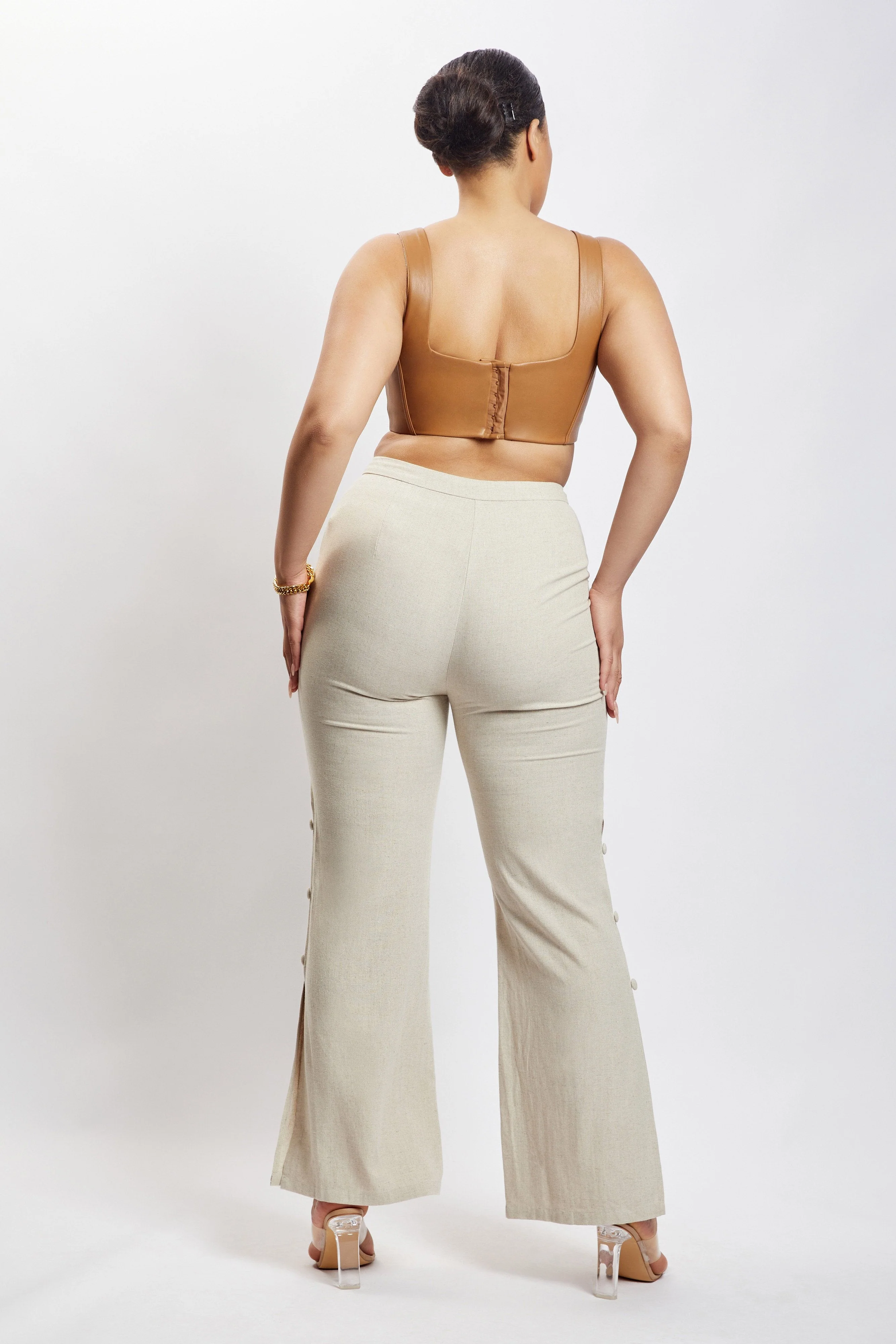 Lexi Linen Cut Out Side Pants - Natural - Image 11