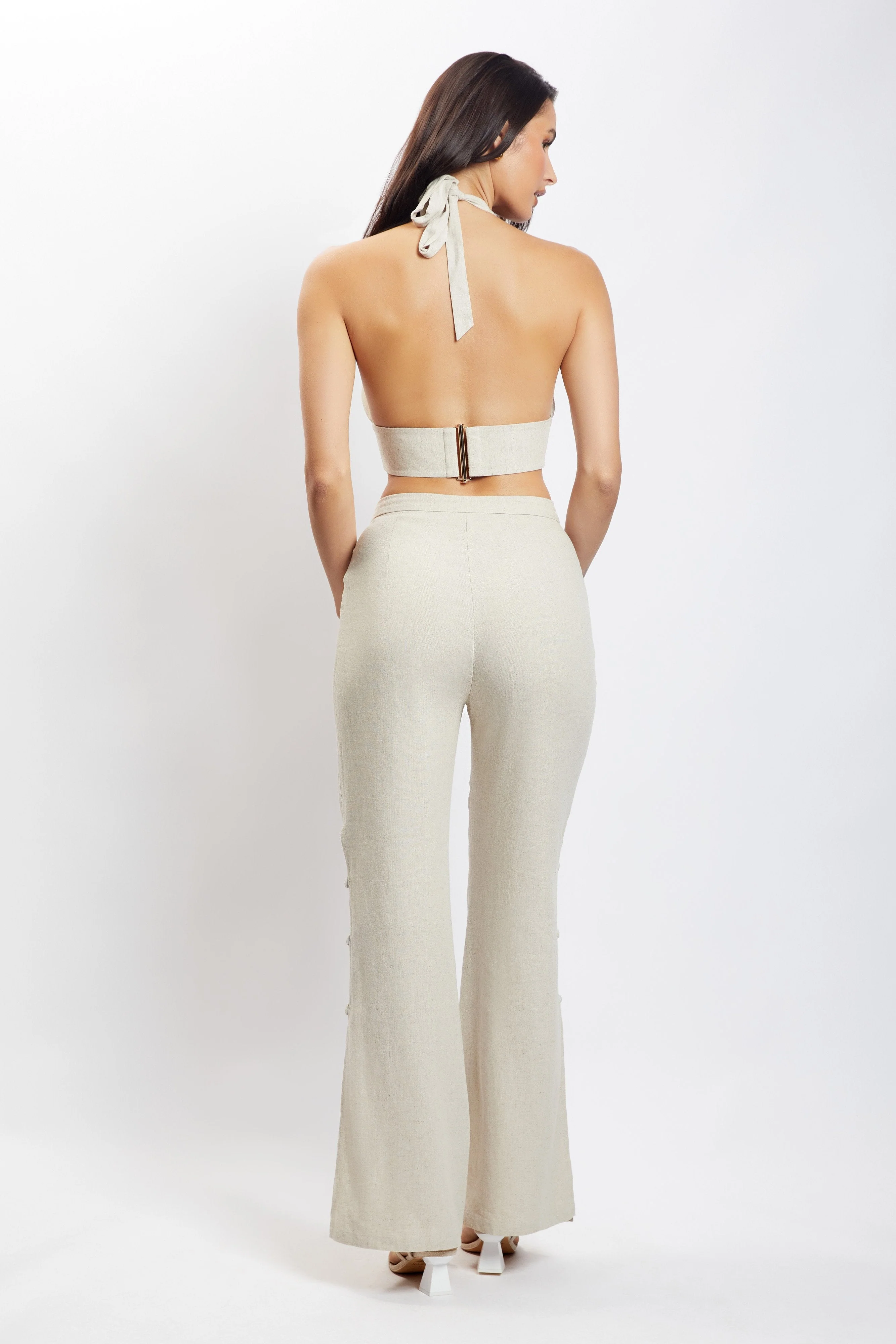 Lexi Linen Cut Out Side Pants - Natural - Image 2