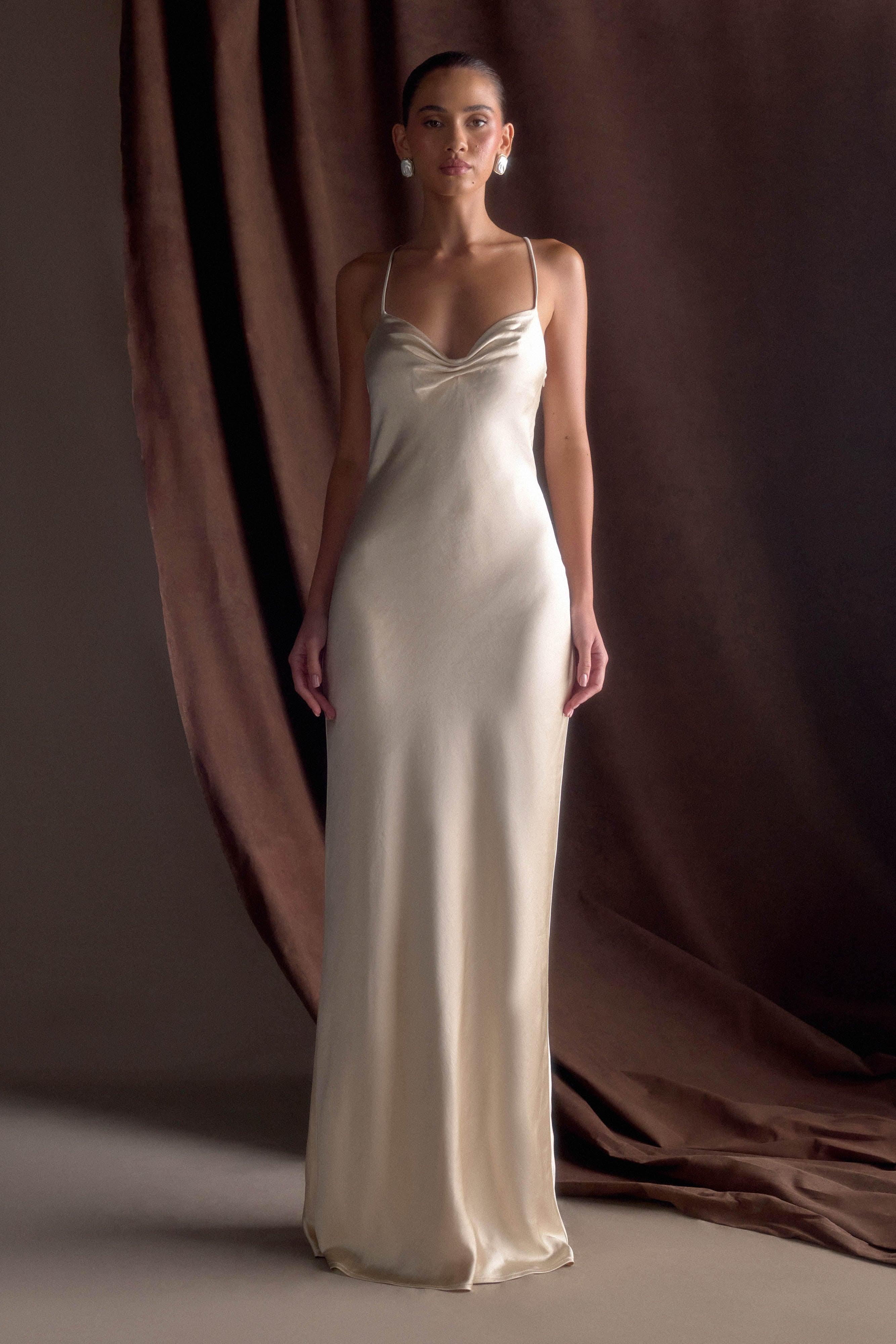 Lilly Sweetheart Satin Maxi Dress - Blush Gold - Image 10