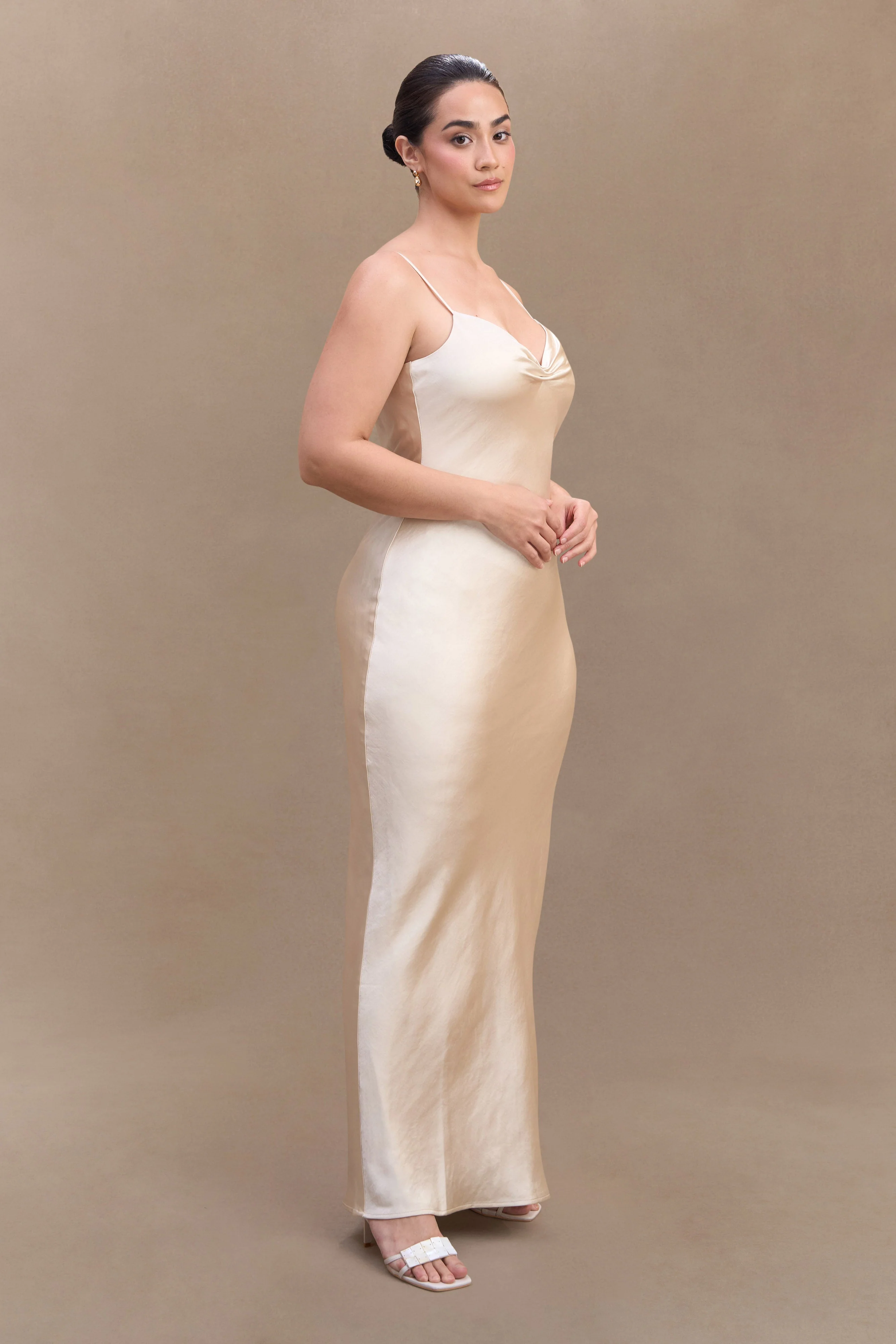 Lilly Sweetheart Satin Maxi Dress - Blush Gold - Image 5