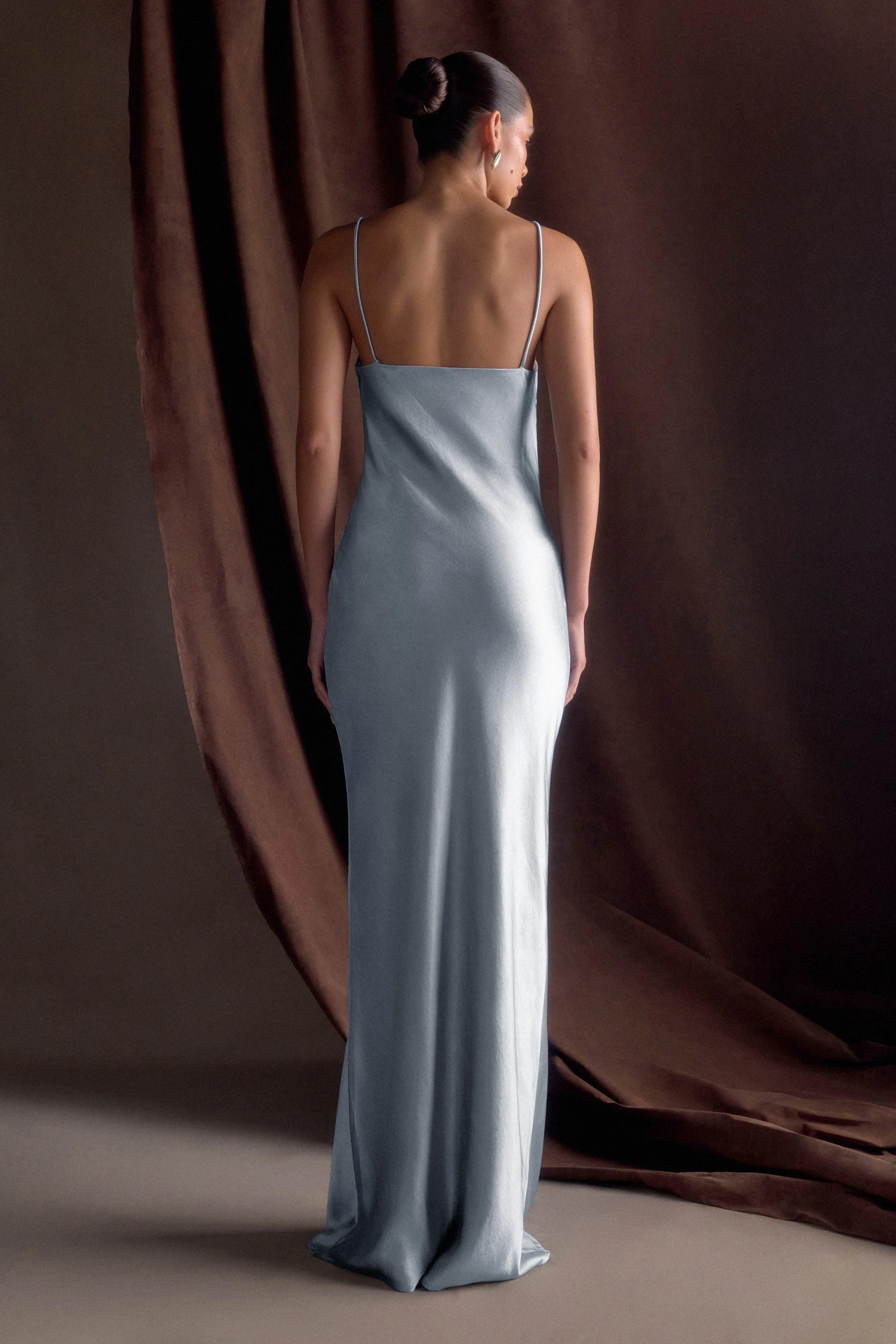 Lilly Sweetheart Satin Maxi Dress - Frosted Blue - Image 2