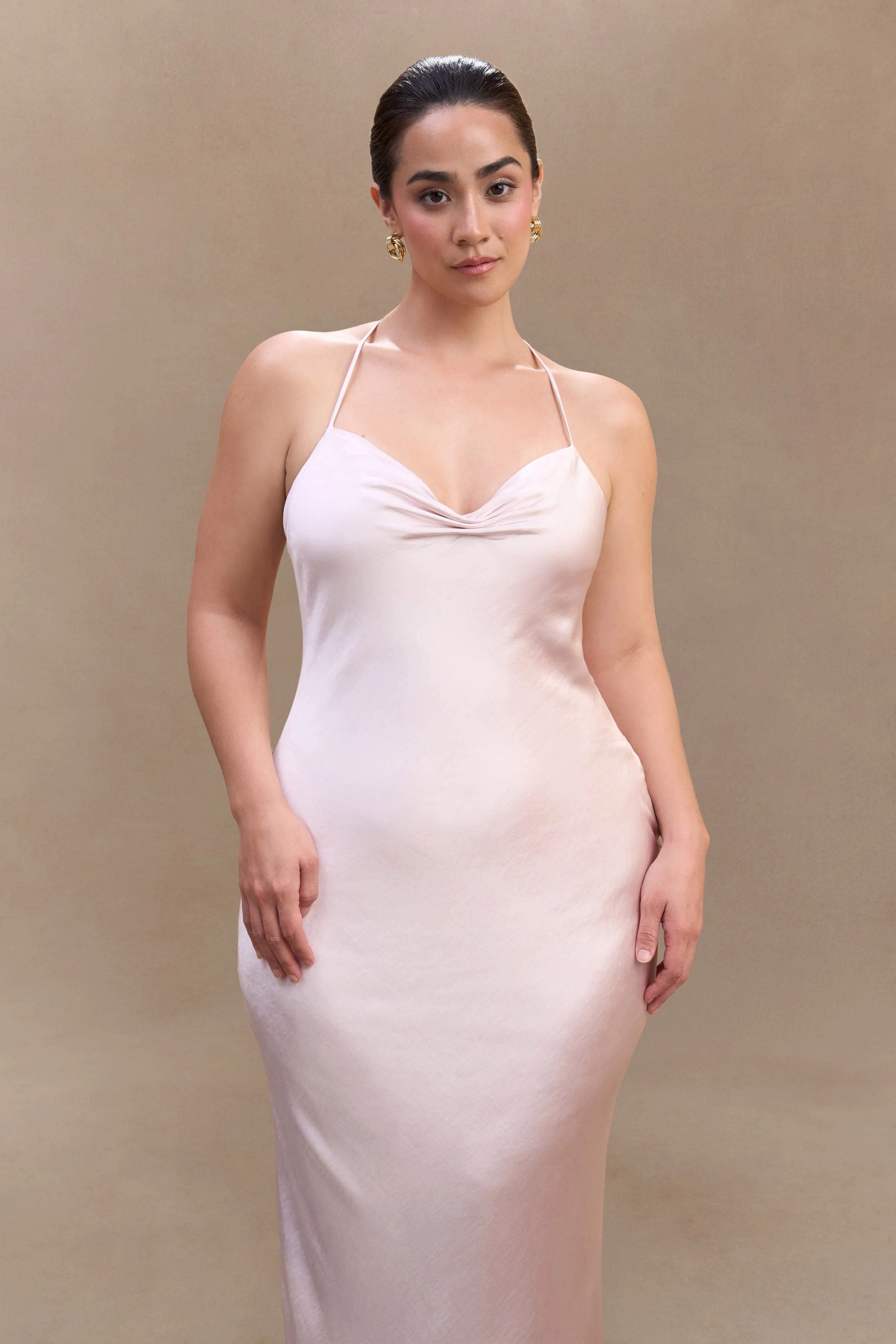 Lilly Sweetheart Satin Maxi Dress - Soft Pink - Image 7