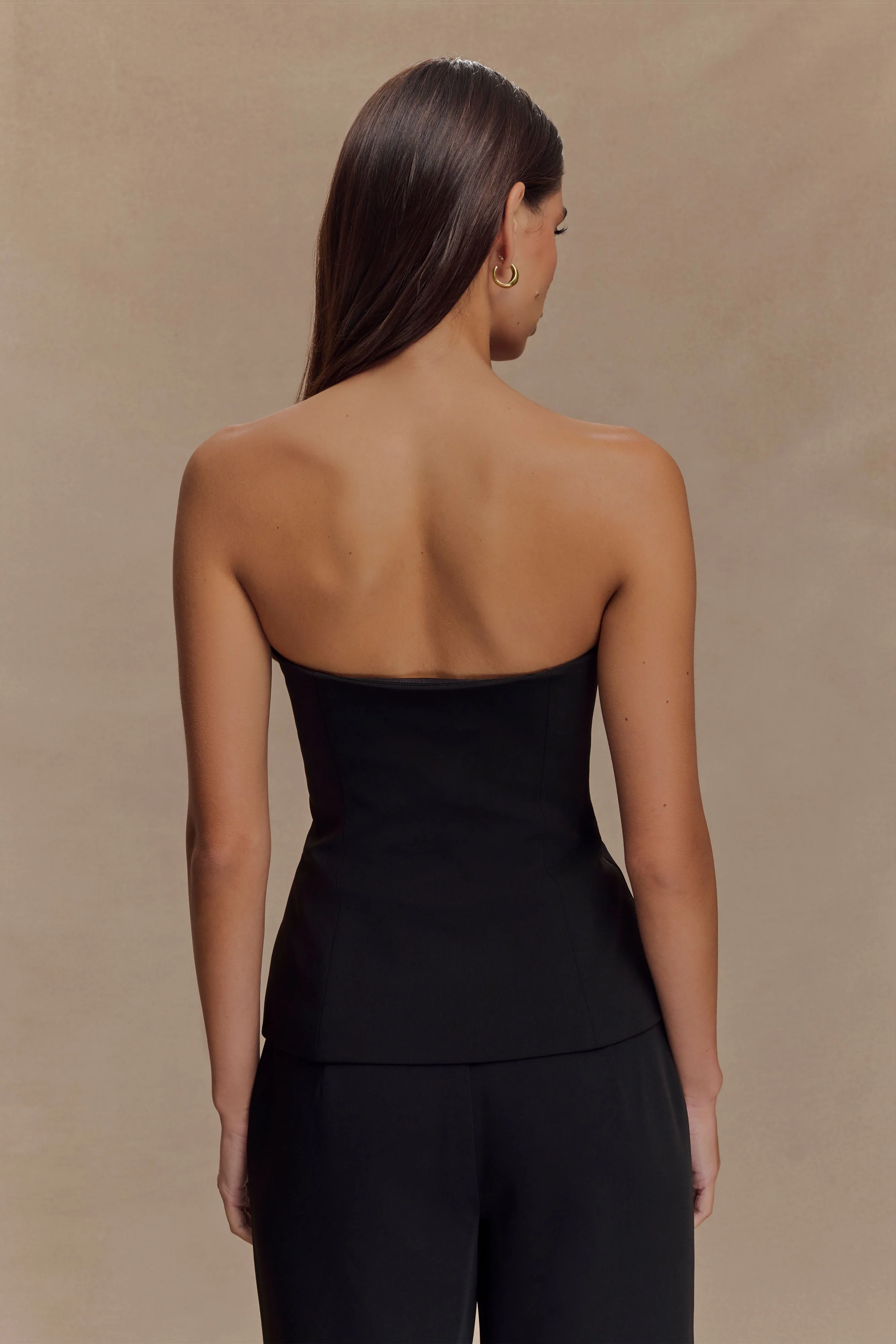 Lindie Strapless Suiting Top - Black - Image 3