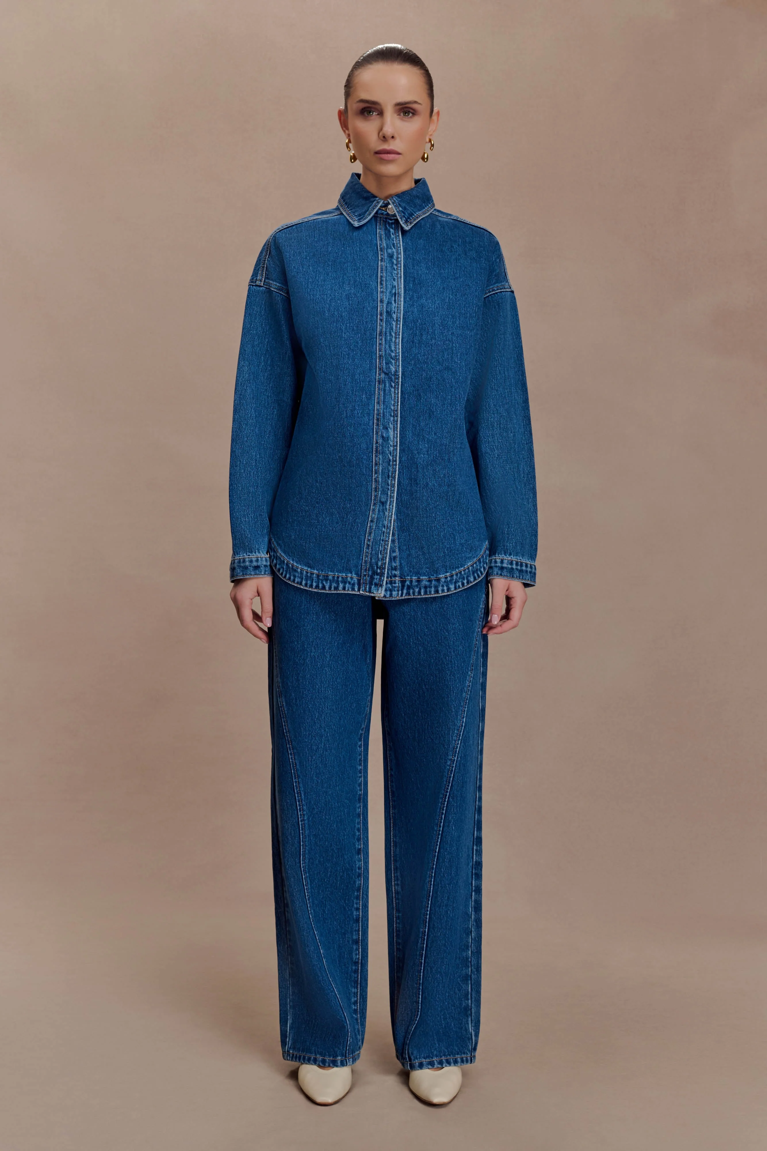 Lioda Oversized Denim Shirt - Dark Blue - Image 6