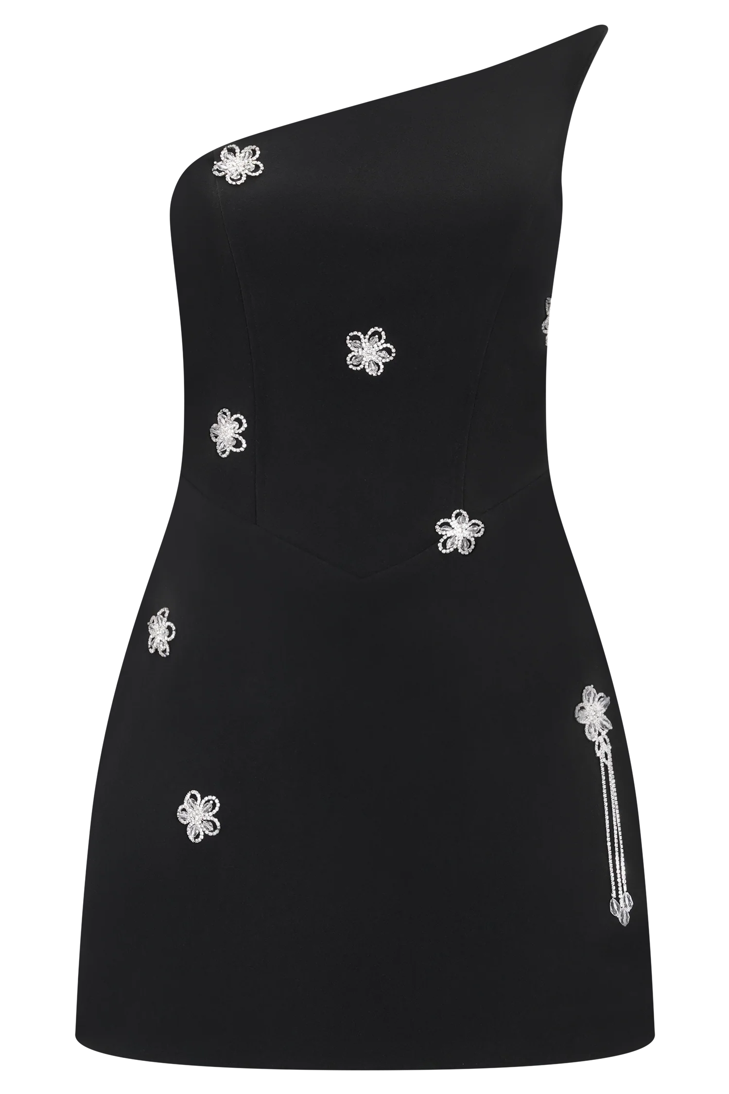 Liva Strapless Diamante Floral Trim Mini Dress - Black - Image 13