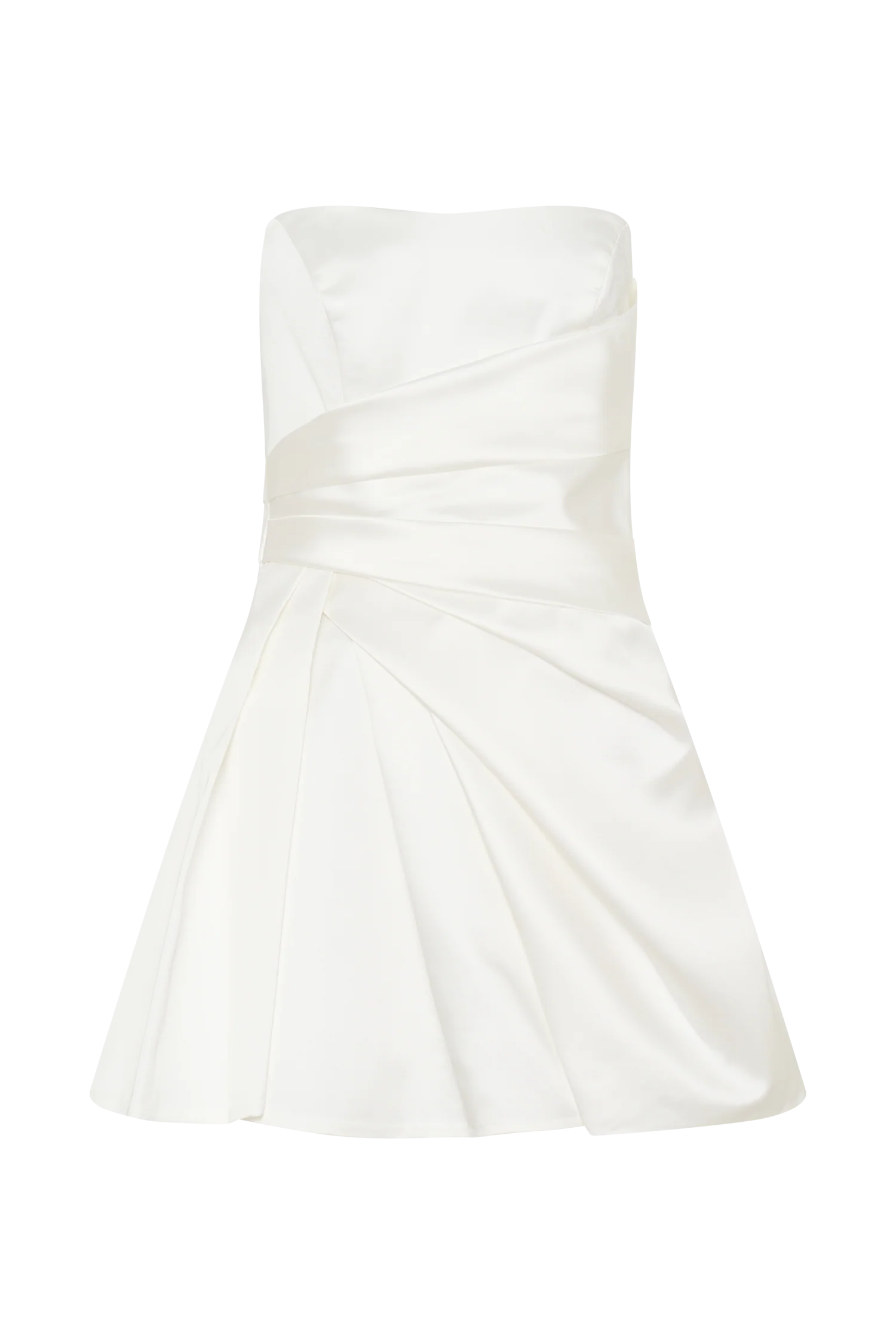 Lora Strapless Satin Mini Dress - White - Image 9