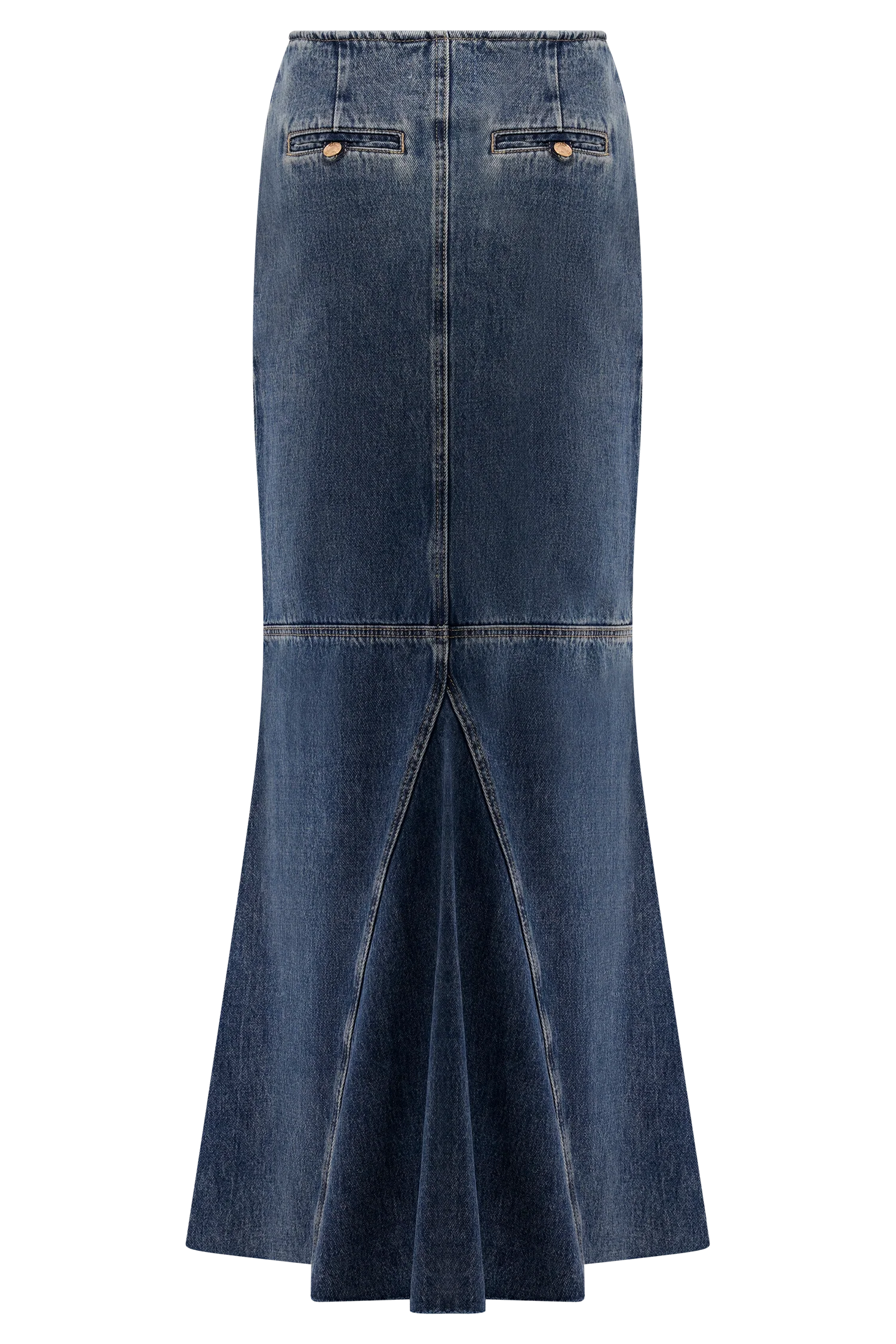 Loretta Denim Maxi Skirt - Washed Dark Blue - Image 8