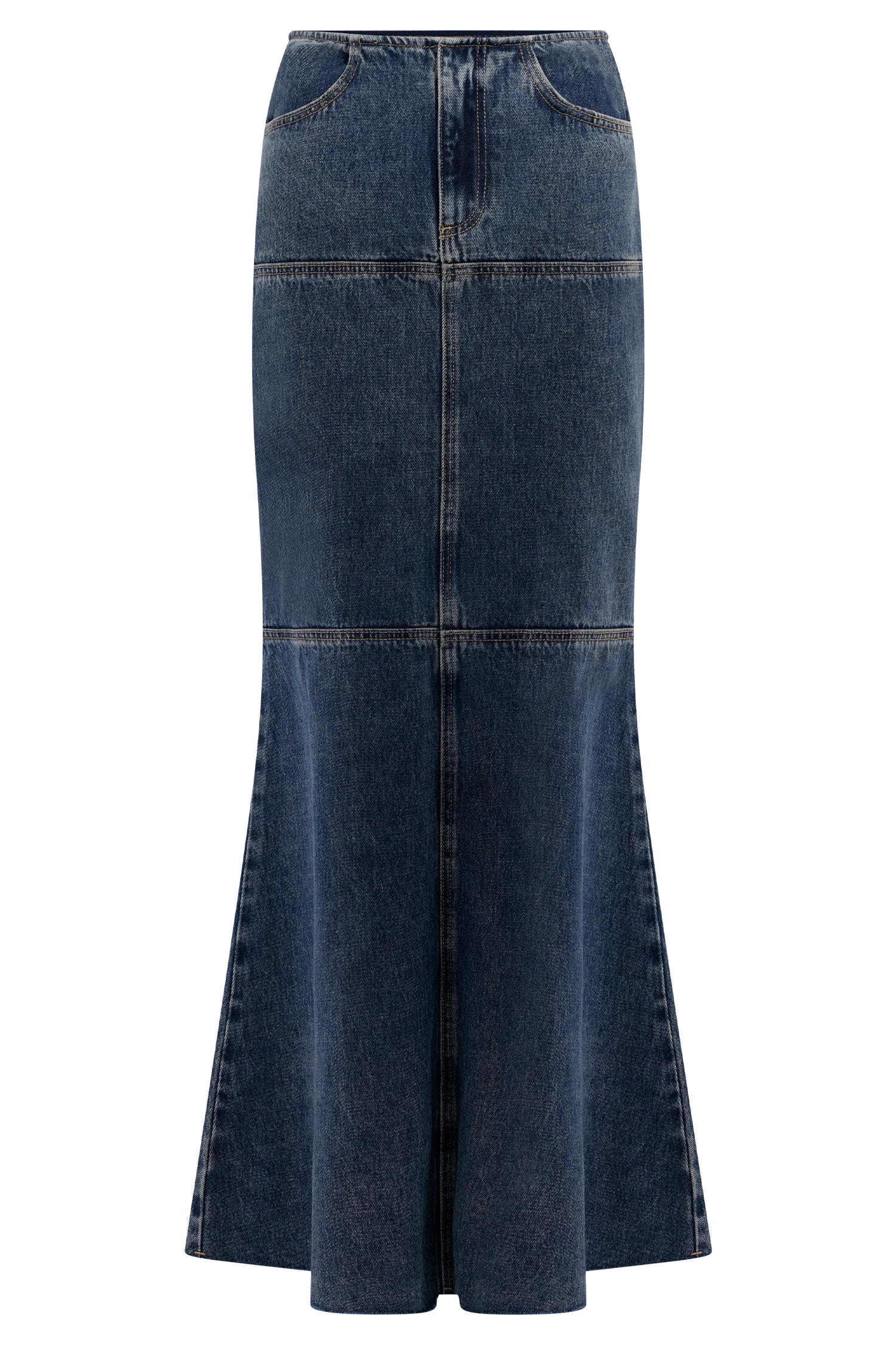 Loretta Denim Maxi Skirt - Washed Dark Blue - Image 9
