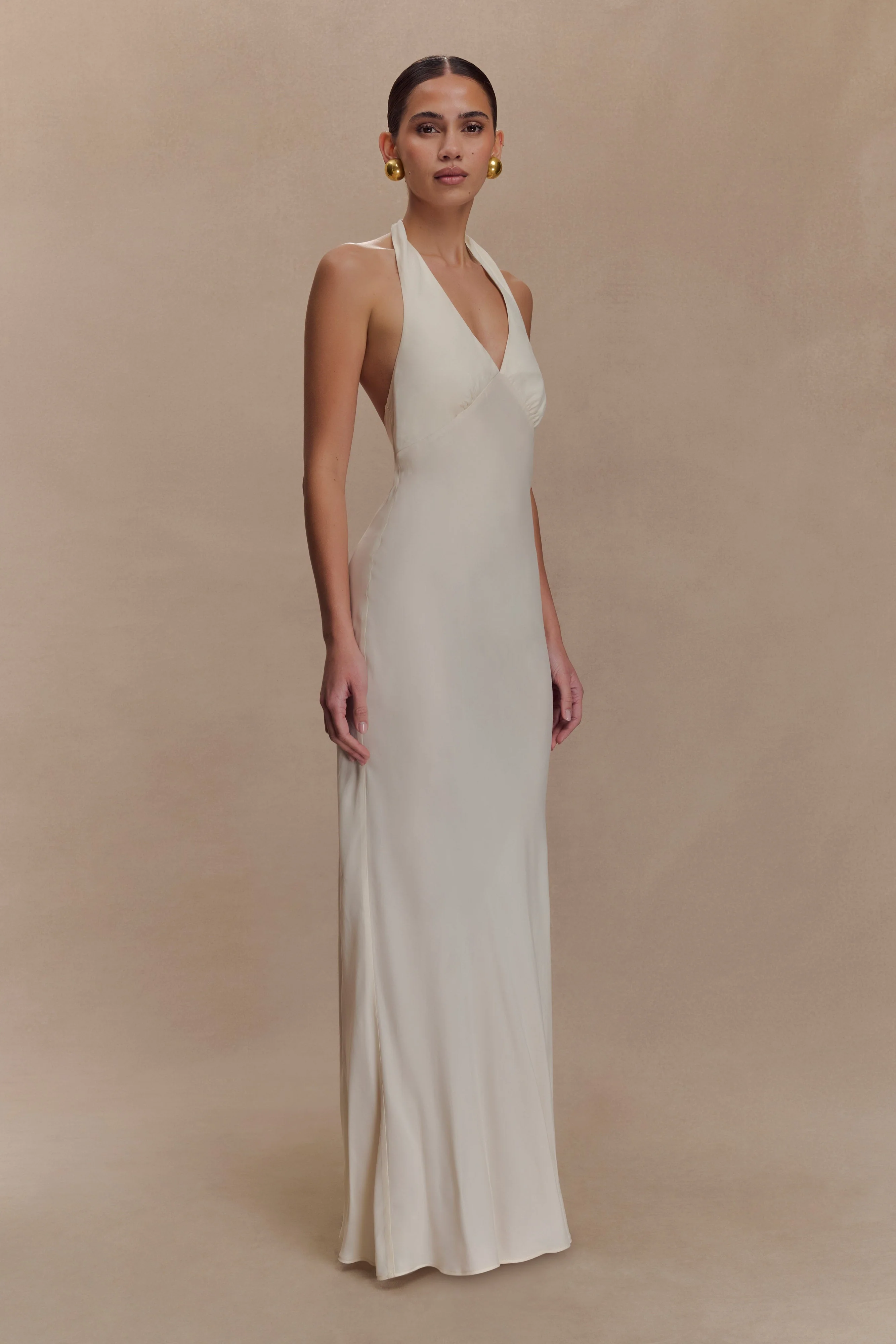 Louisiana Halter Maxi Dress - Ivory - Image 3