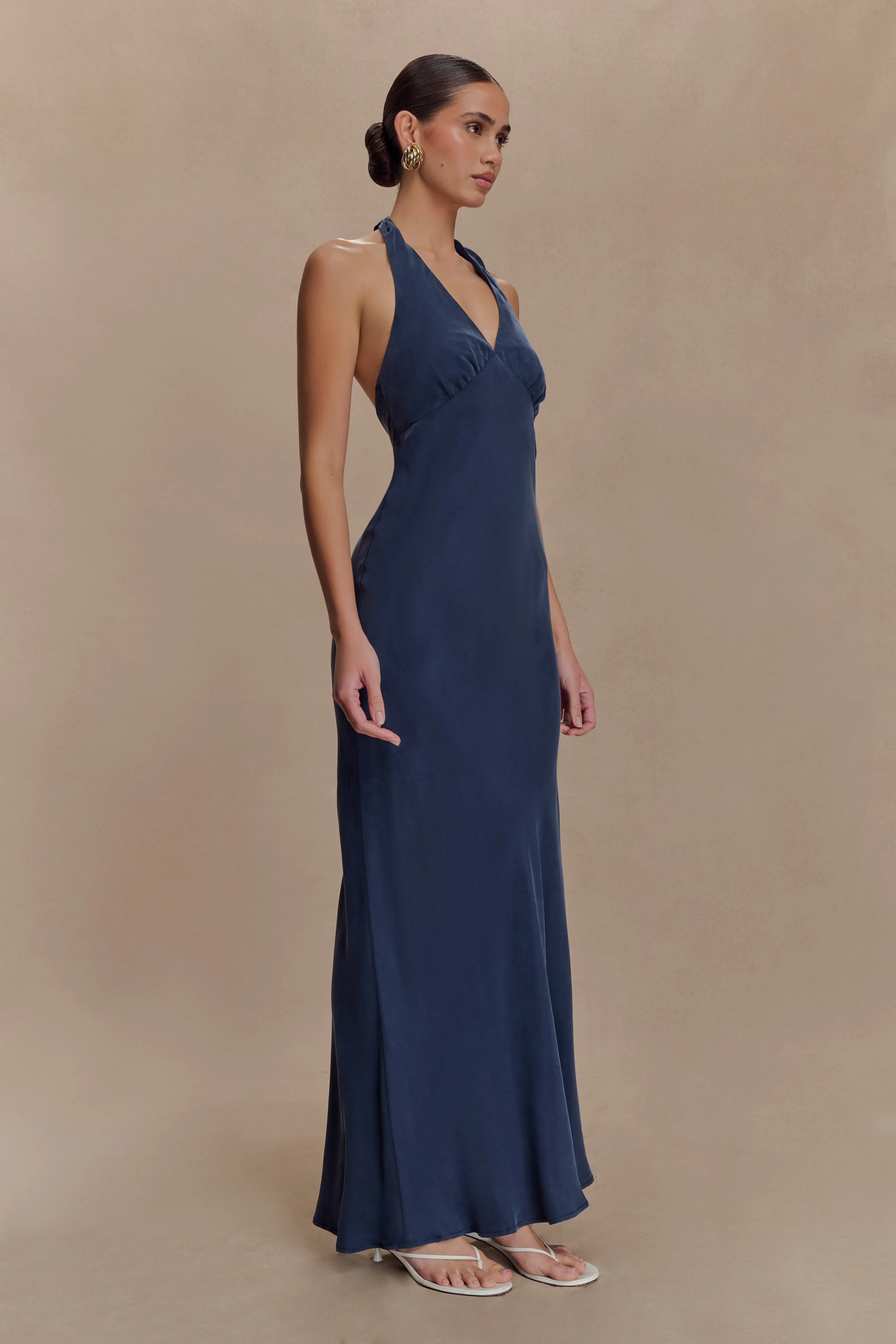 Louisiana Halter Maxi Dress - Navy - Image 3
