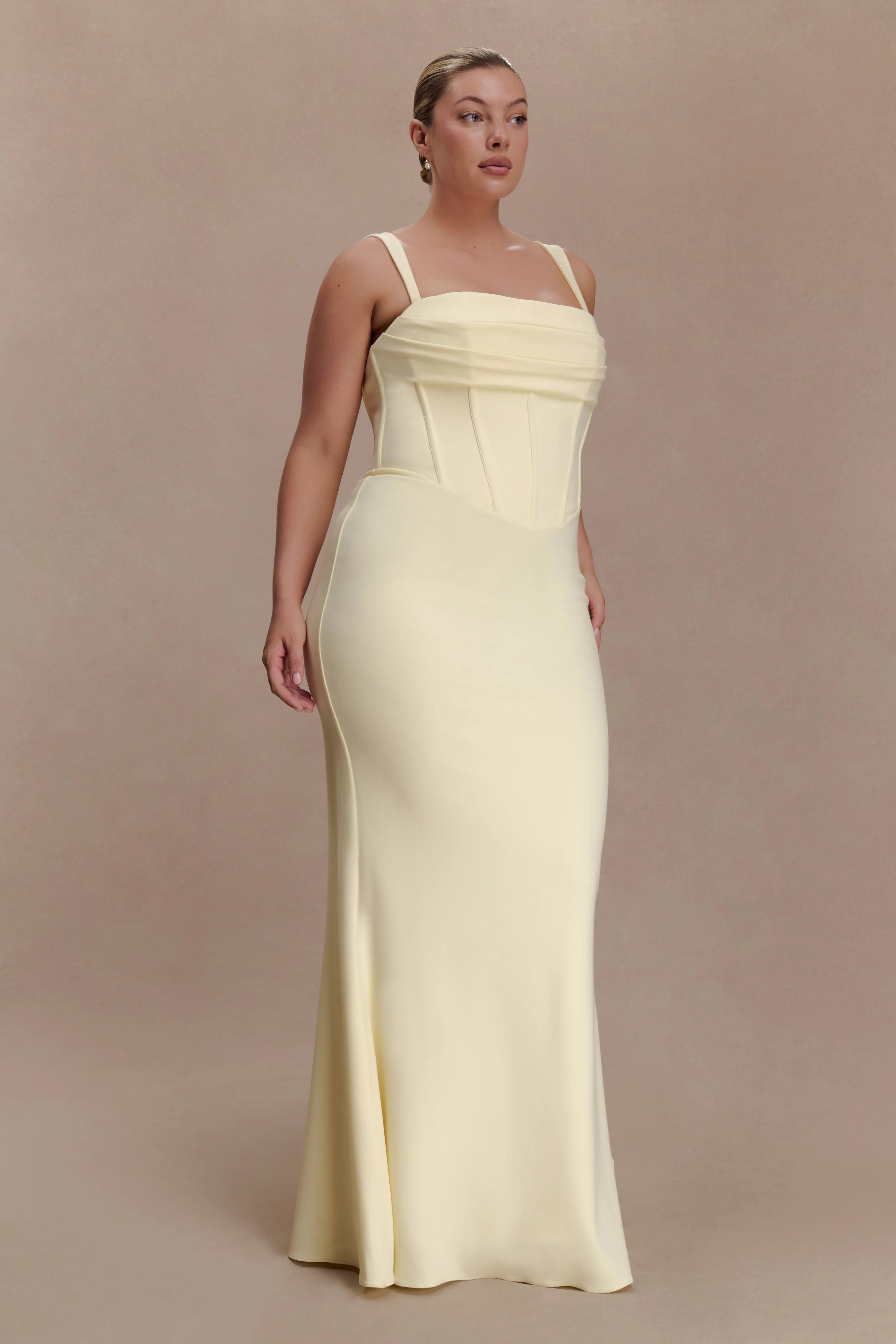 Luella Crepe Corset Maxi Dress - Lemon - Image 5