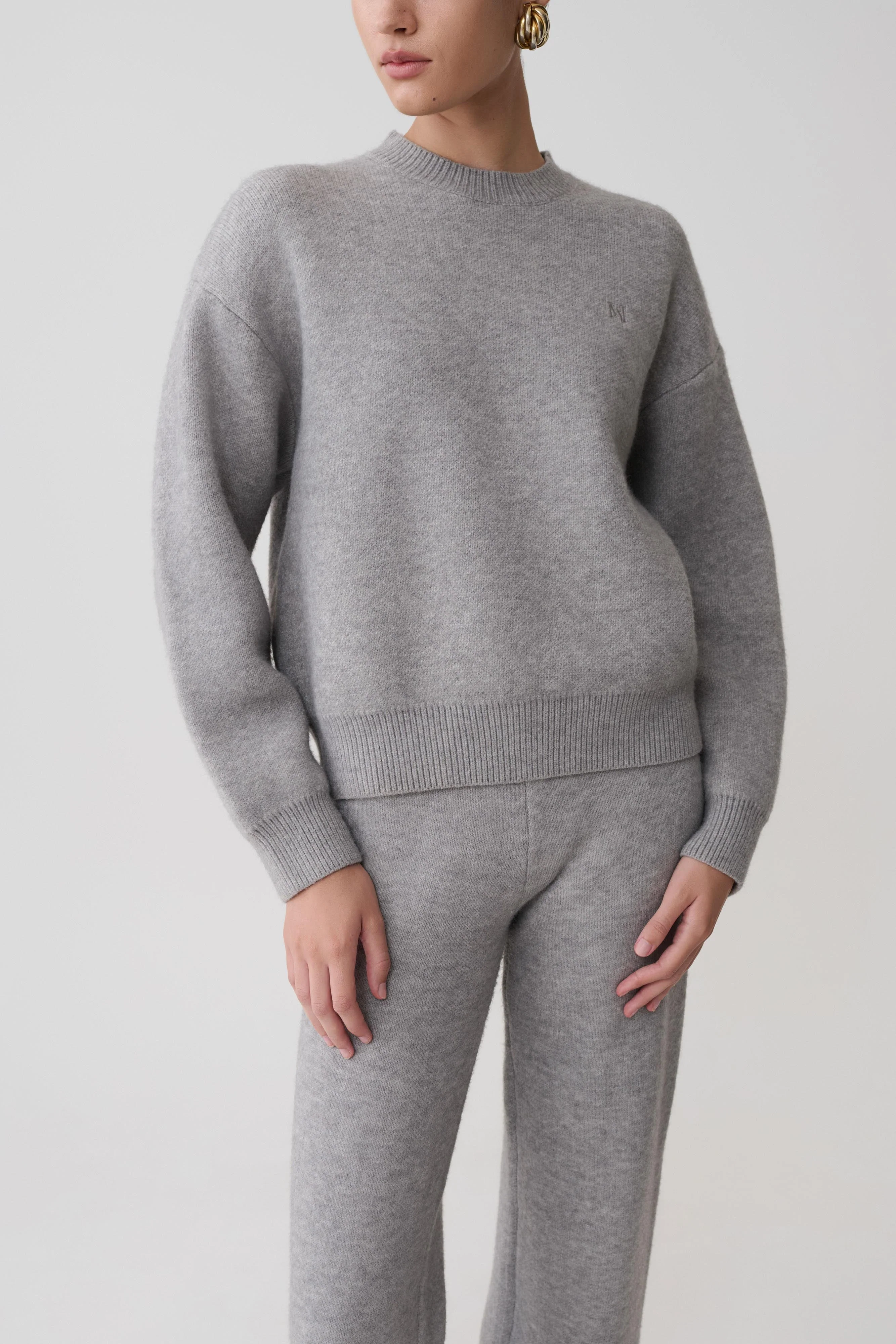 Lulu Oversized Knit Jumper - Grey Marle - Image 6