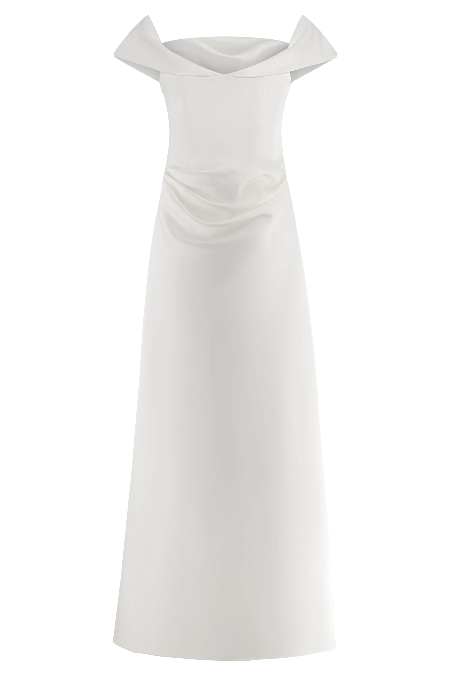Luna Satin Off Shoulder Gown - White - Image 7