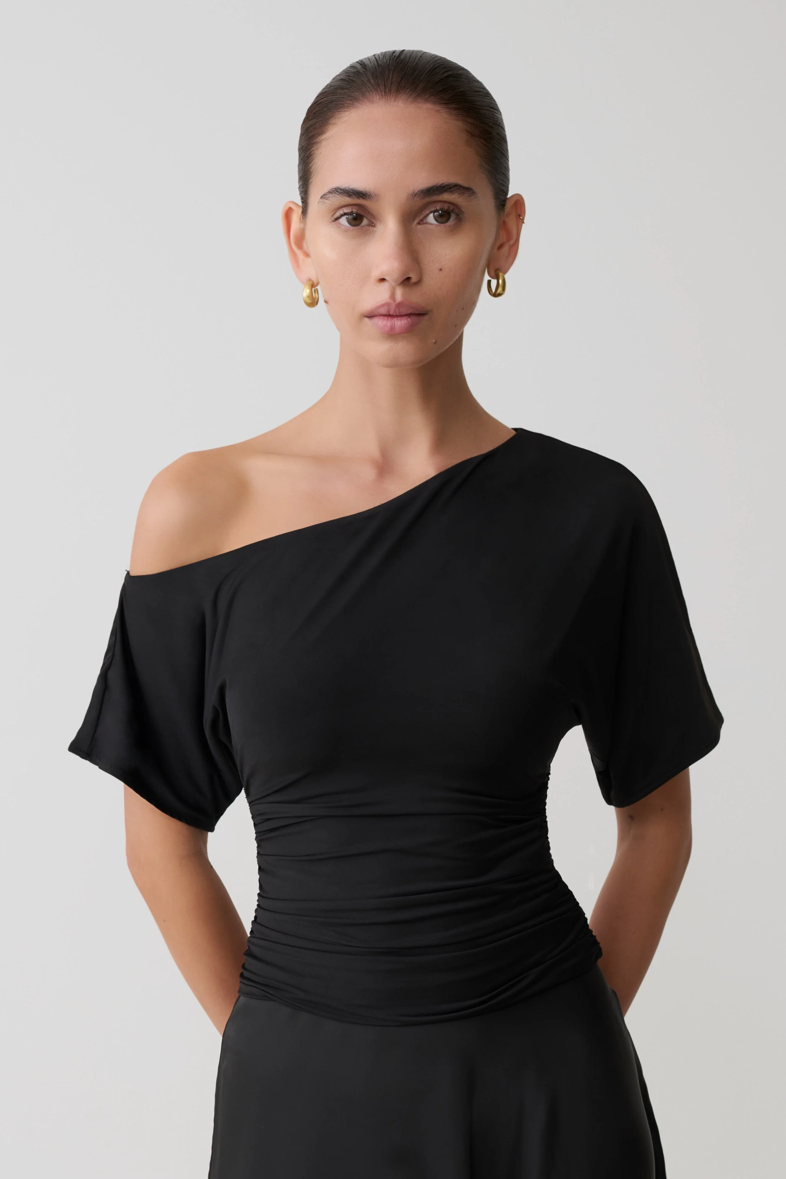 Luu Off Shoulder Slinky Top - Black - Image 7