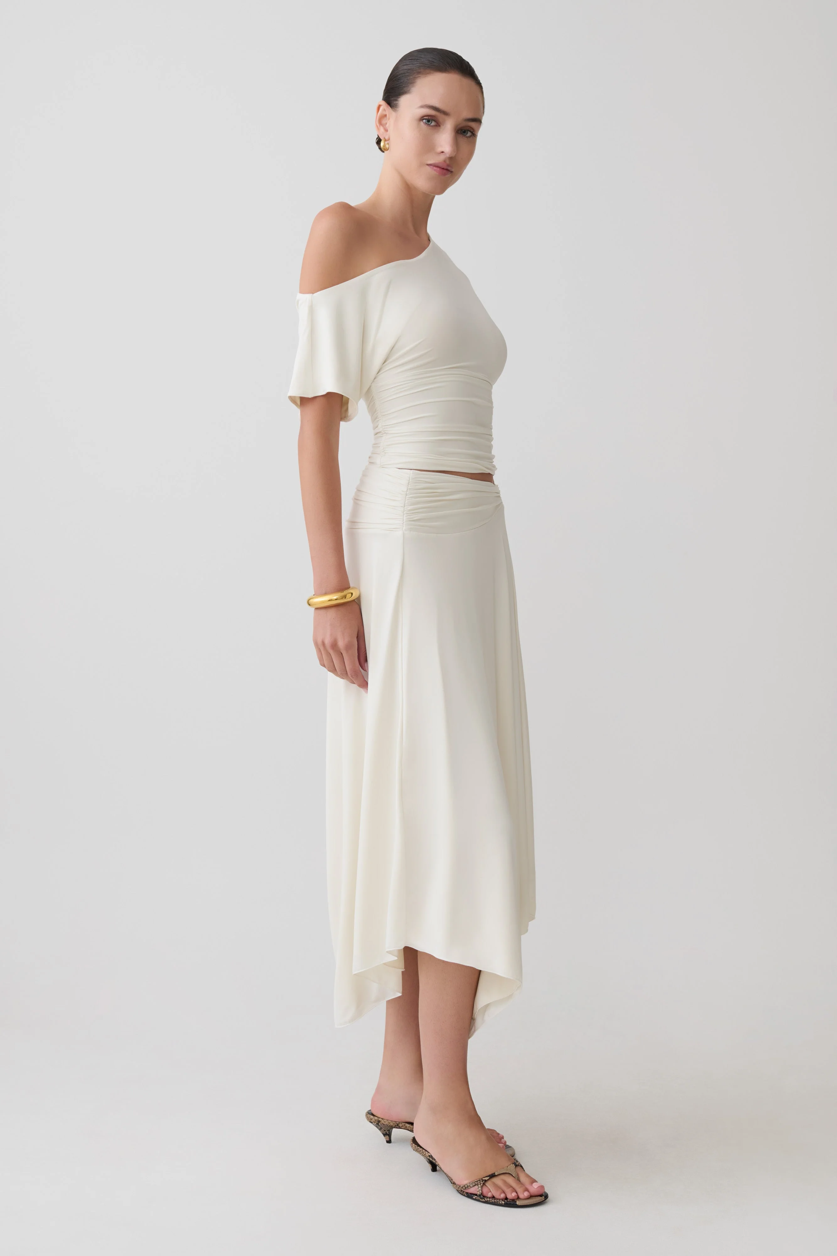 Luu Off Shoulder Slinky Top - Ivory - Image 4