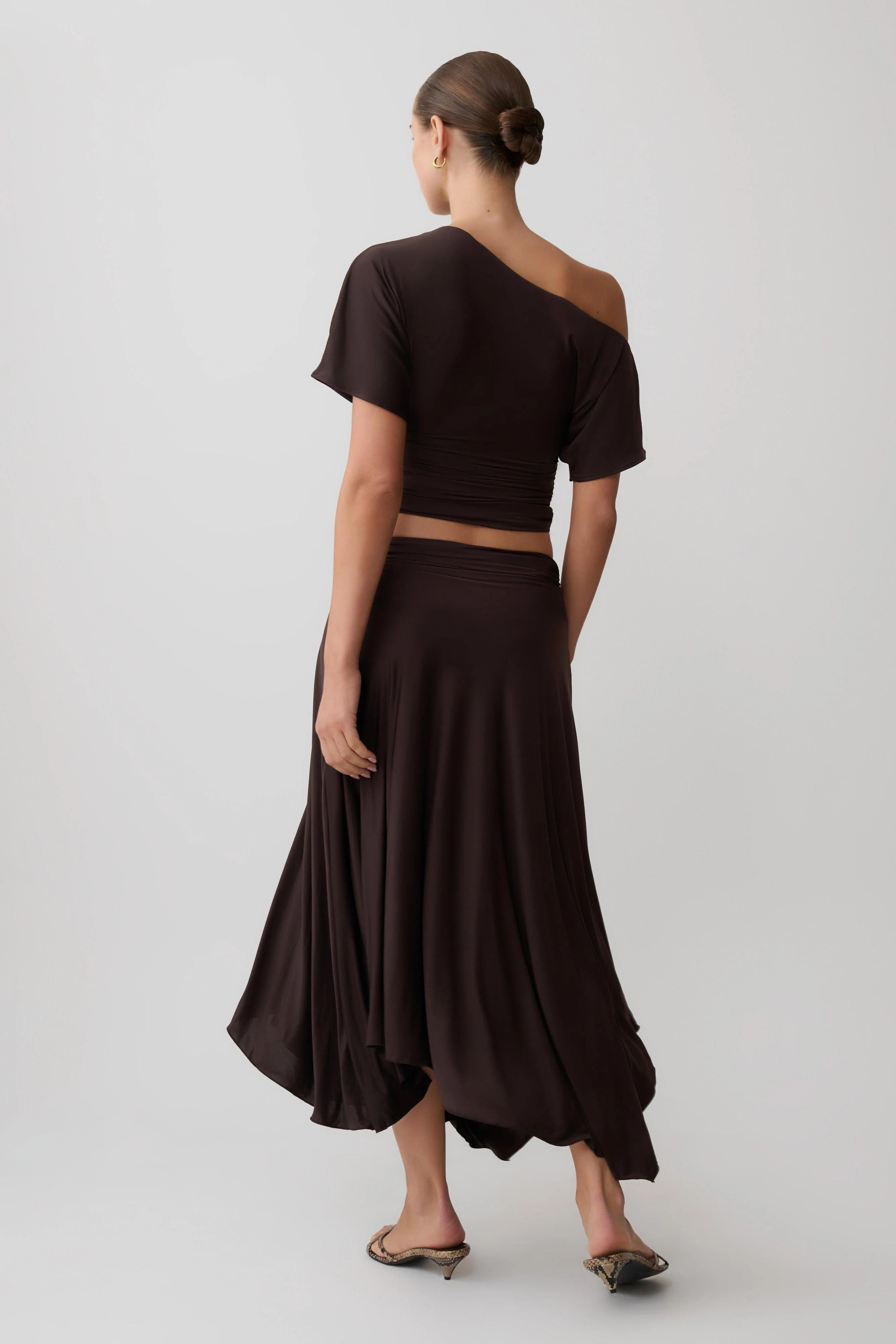 Luu Slinky Midi Skirt - Dark Chocolate - Image 2