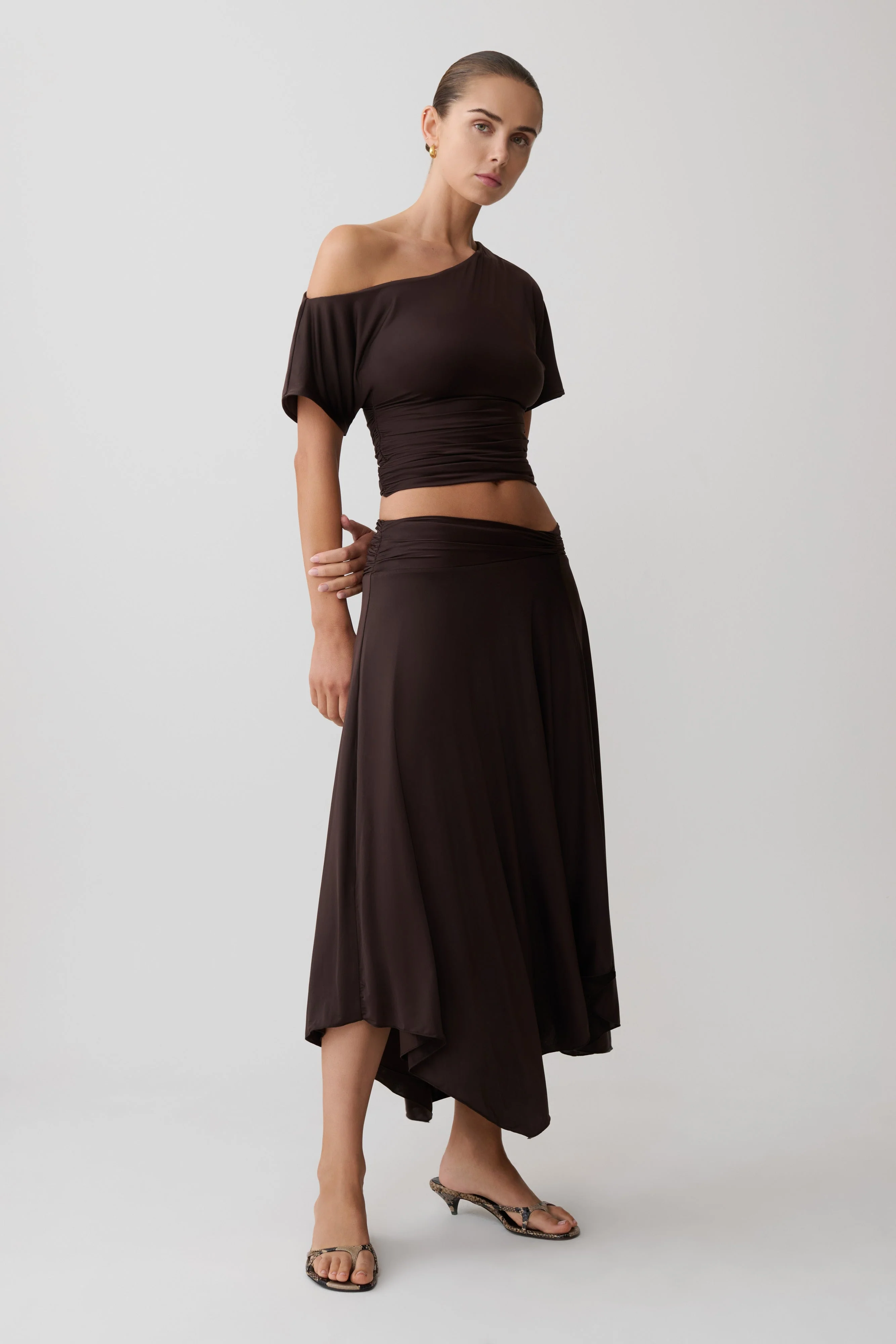 Luu Slinky Midi Skirt - Dark Chocolate - Image 4