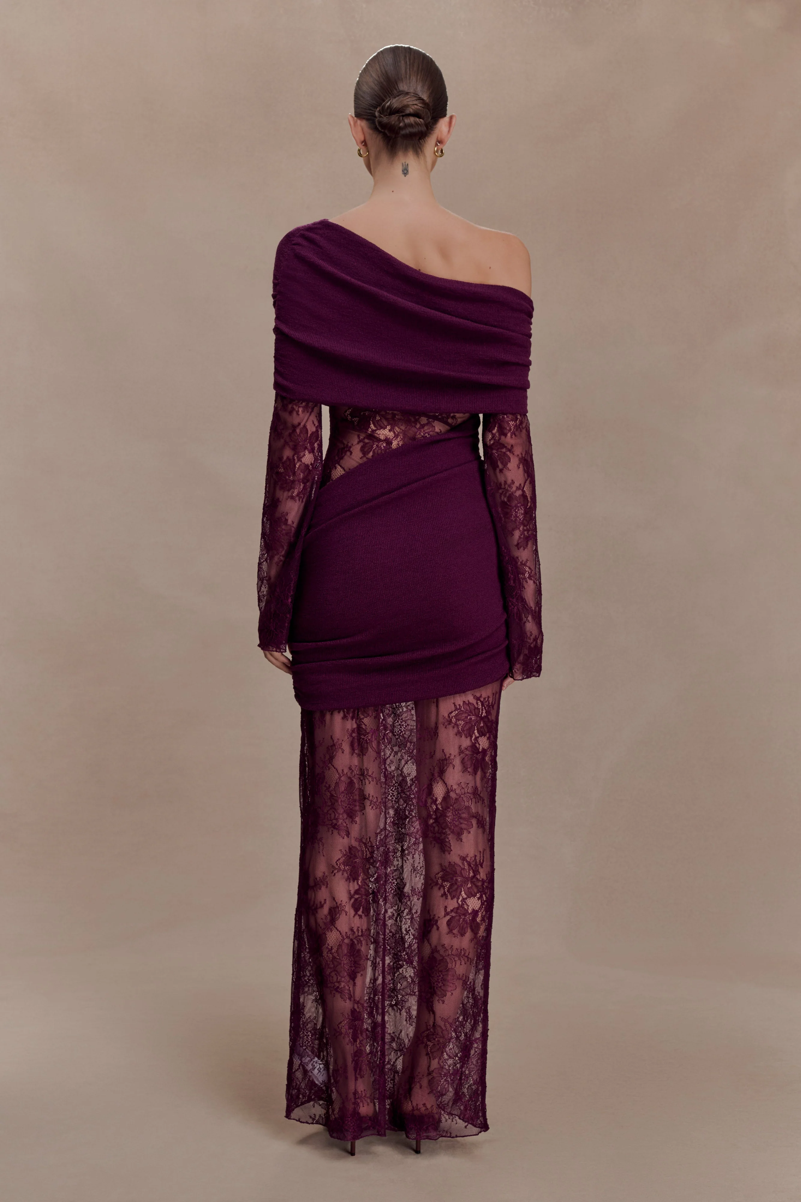 Luxie Lace Knit Maxi Dress - Plum - Image 2