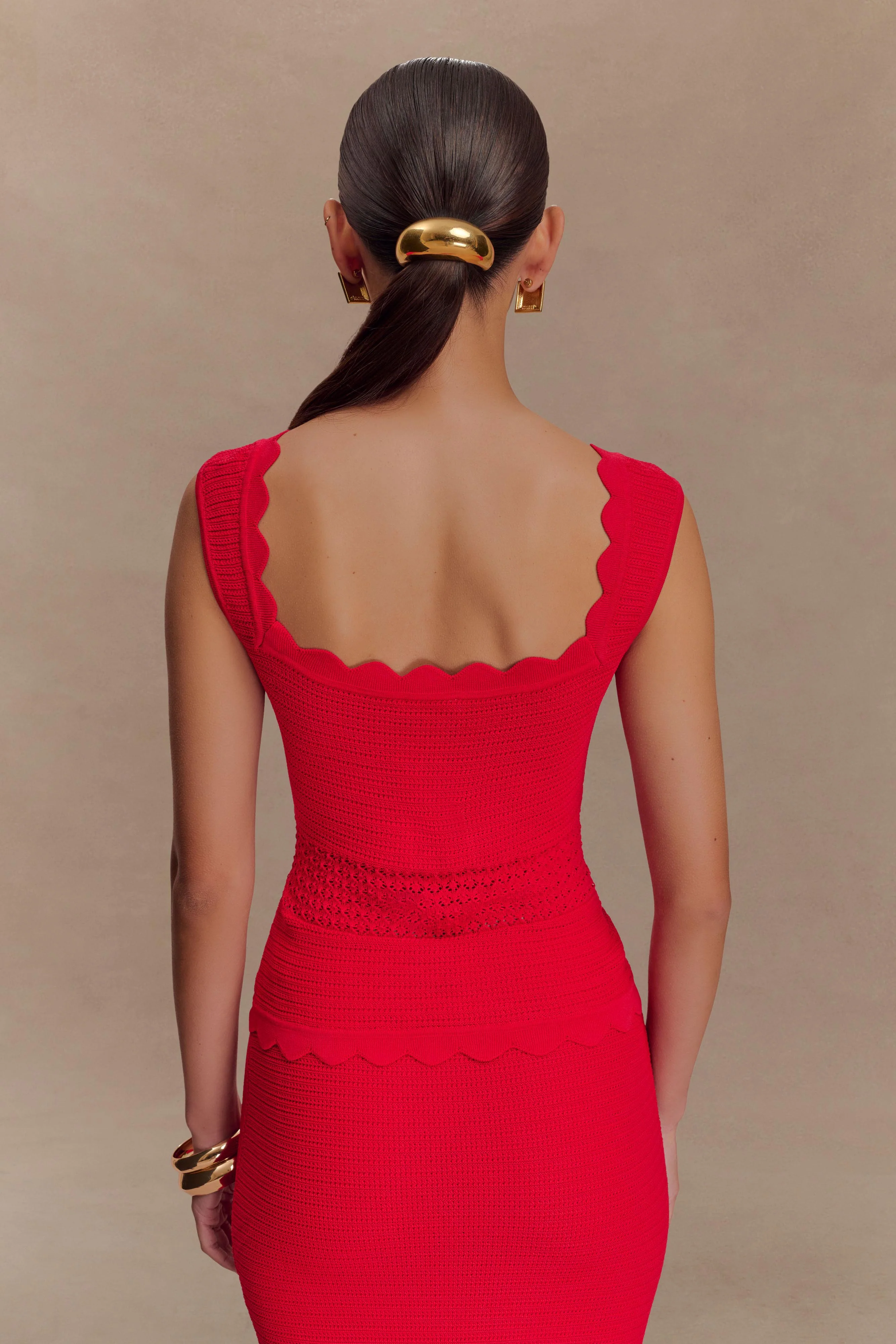 Madeline Scallop Knit Top - Red - Image 2