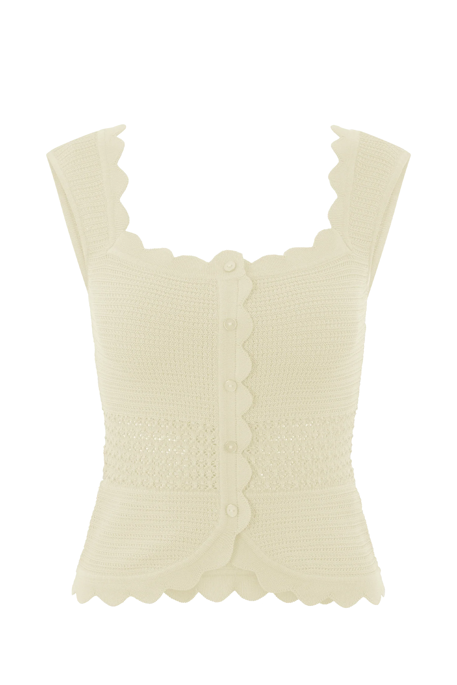 Madeline Scallop Knit Top - Ivory - Image 11