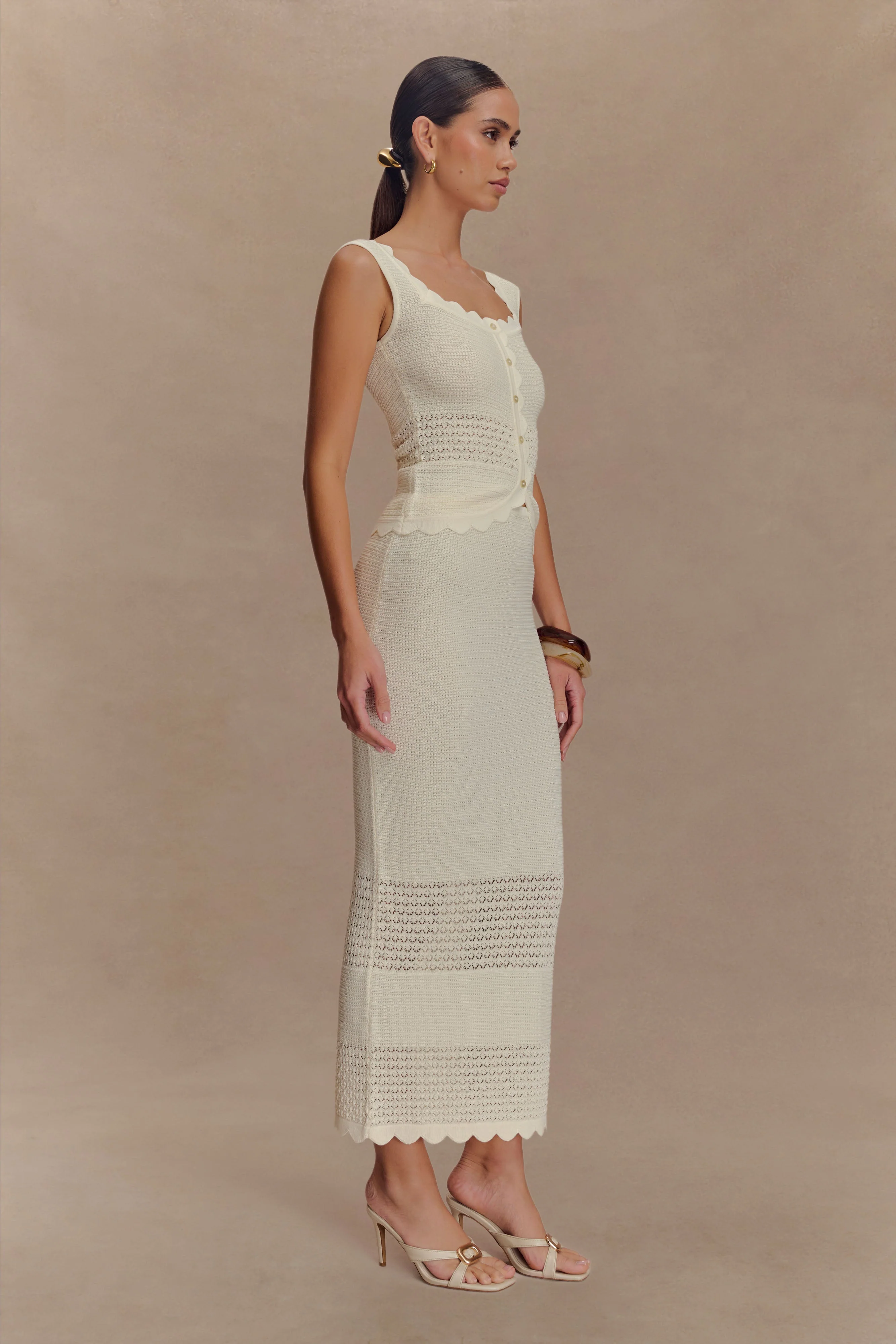 Madeline Scallop Knit Top - Ivory - Image 4