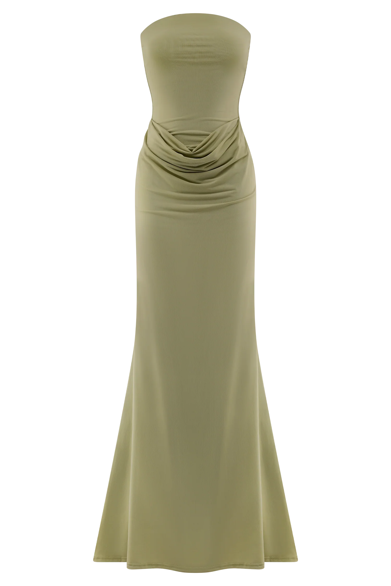 Madison Strapless Slinky Maxi Dress - Sage - Image 7