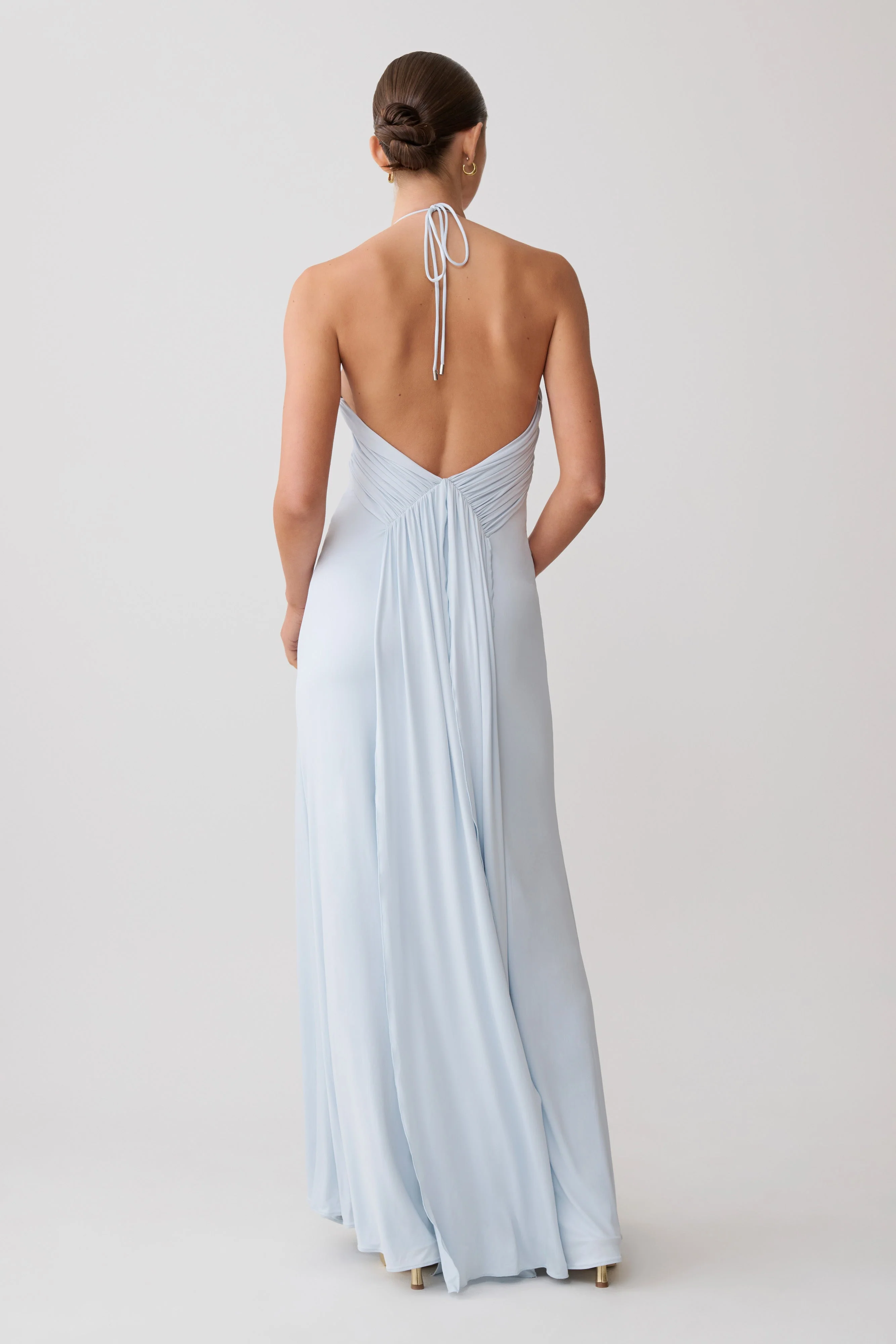 Maely Gathered Slinky Maxi Dress - Pale Blue - Image 2