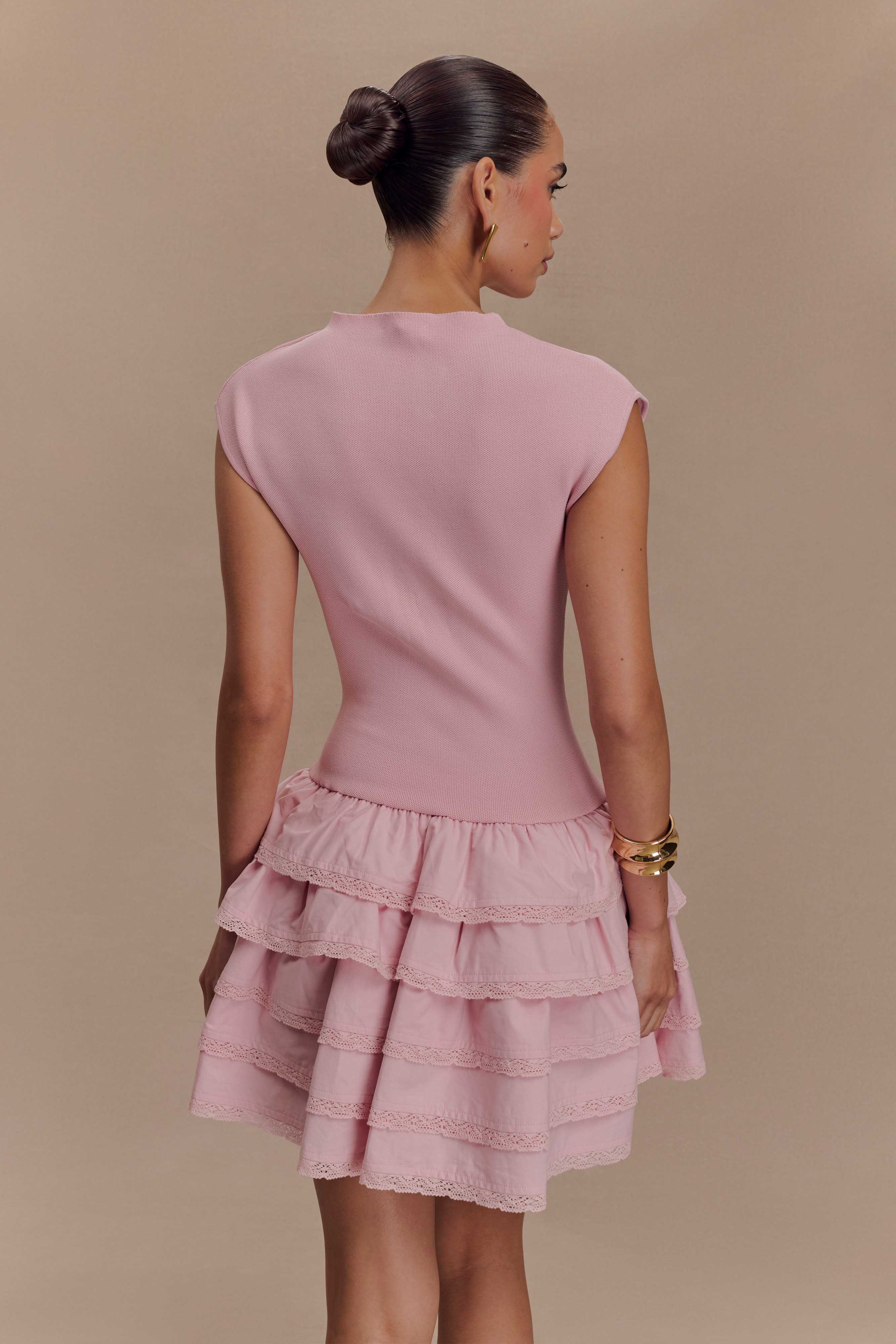 Maeve Ruffle Knit Mini Dress - Dusty Pink - Image 2