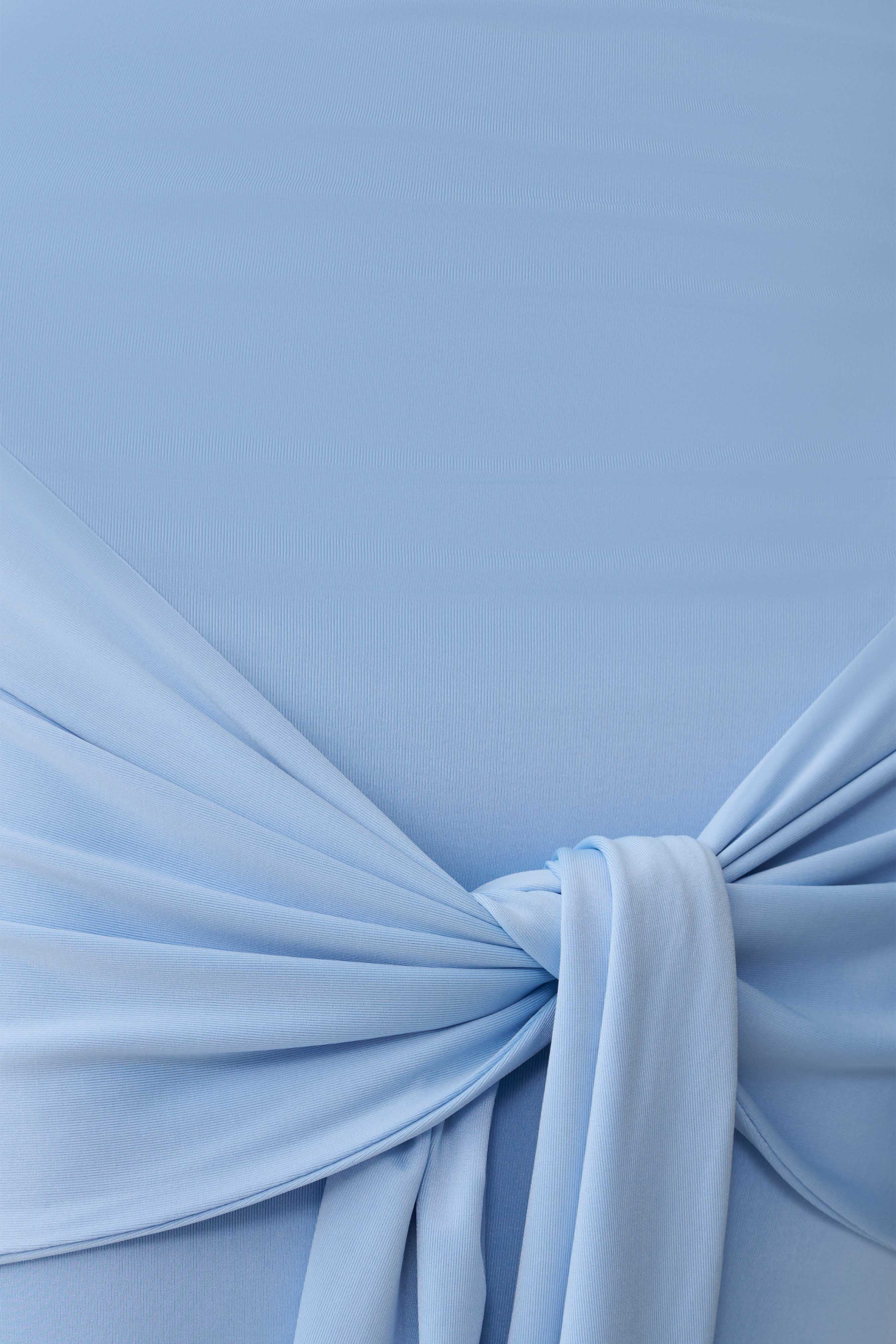 Maiara Shortsleeve Slinky Tie Maxi Dress - Sea Blue - Image 3