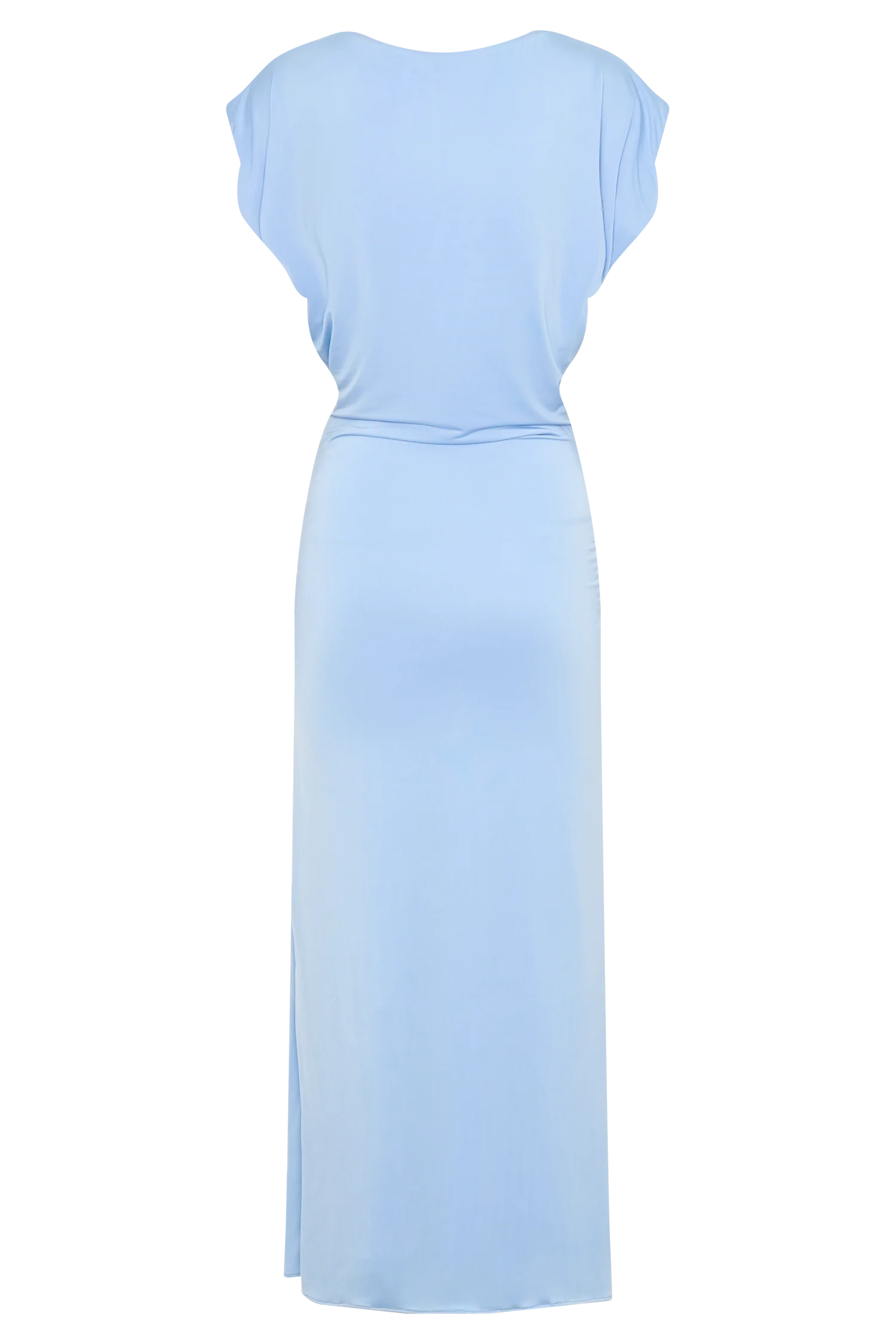 Maiara Shortsleeve Slinky Tie Maxi Dress - Sea Blue - Image 4