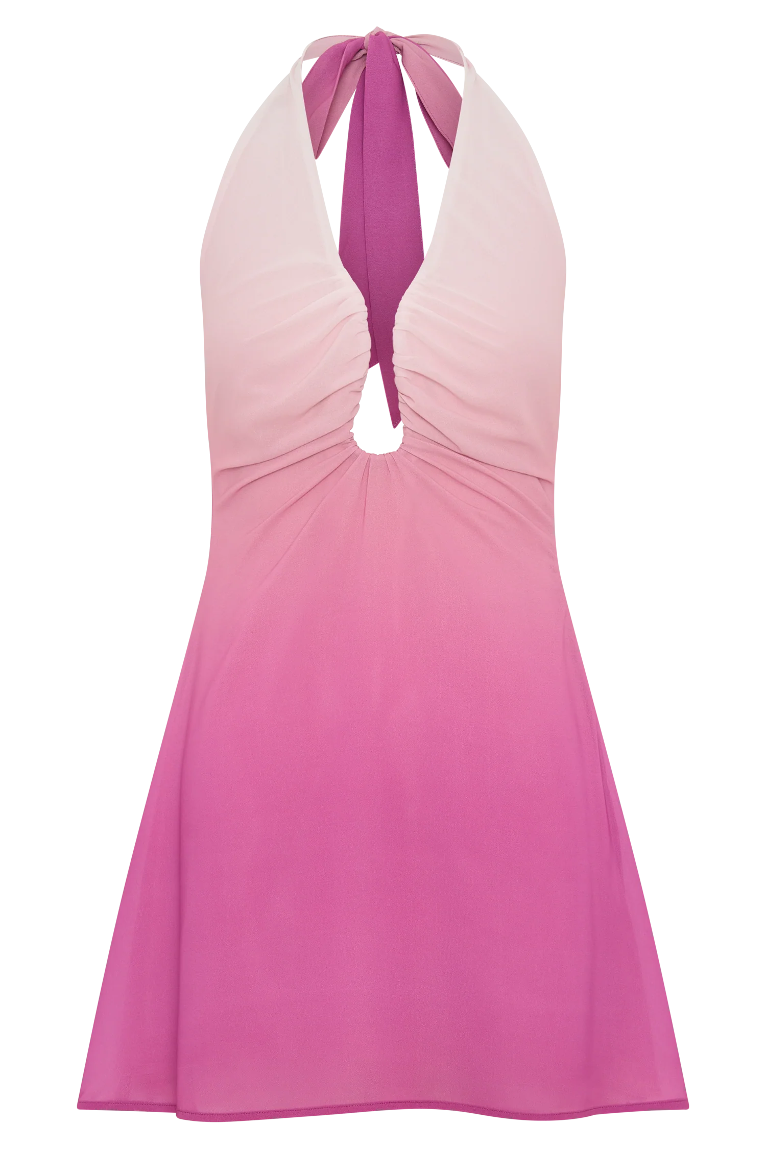 Malakhai Chiffon Halter Mini Dress - Ombre Pink - Image 9